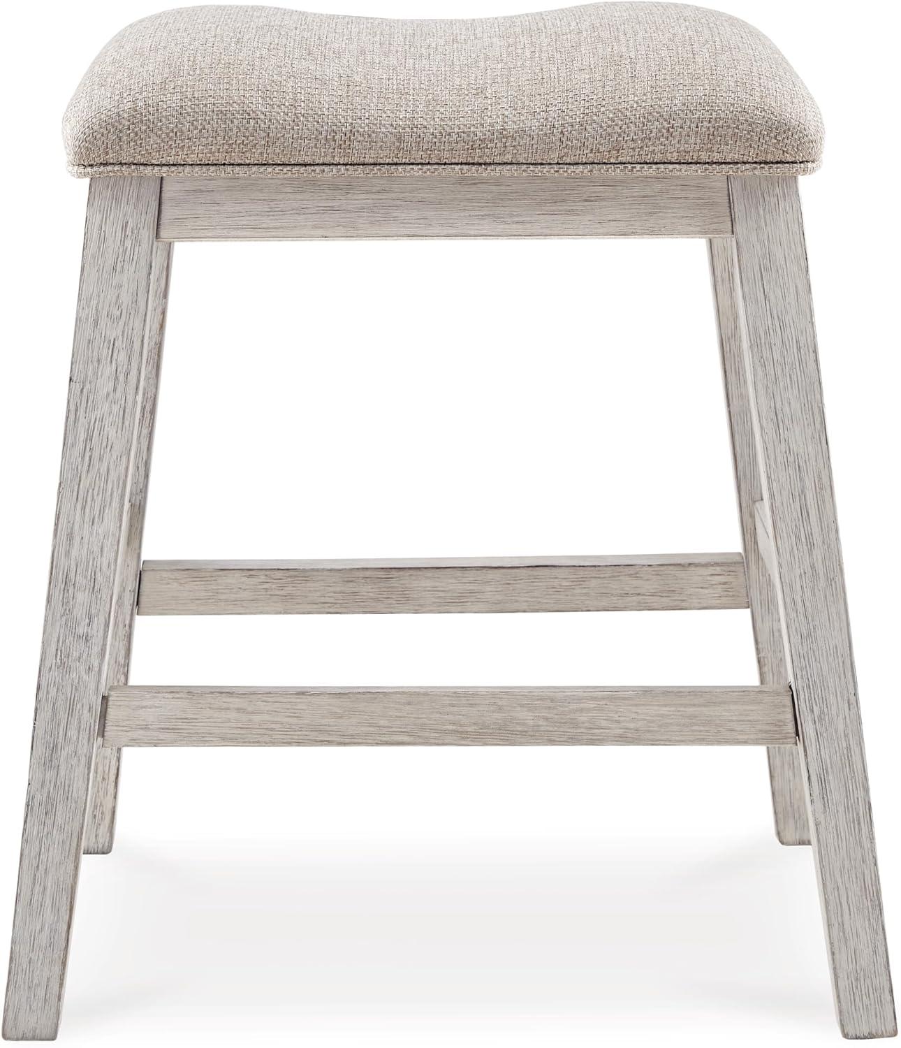 imageSignature Design by Ashley Skempton Modern 24quot Counter Height Upholstered Barstool 2 Count WhitewashWhitewash