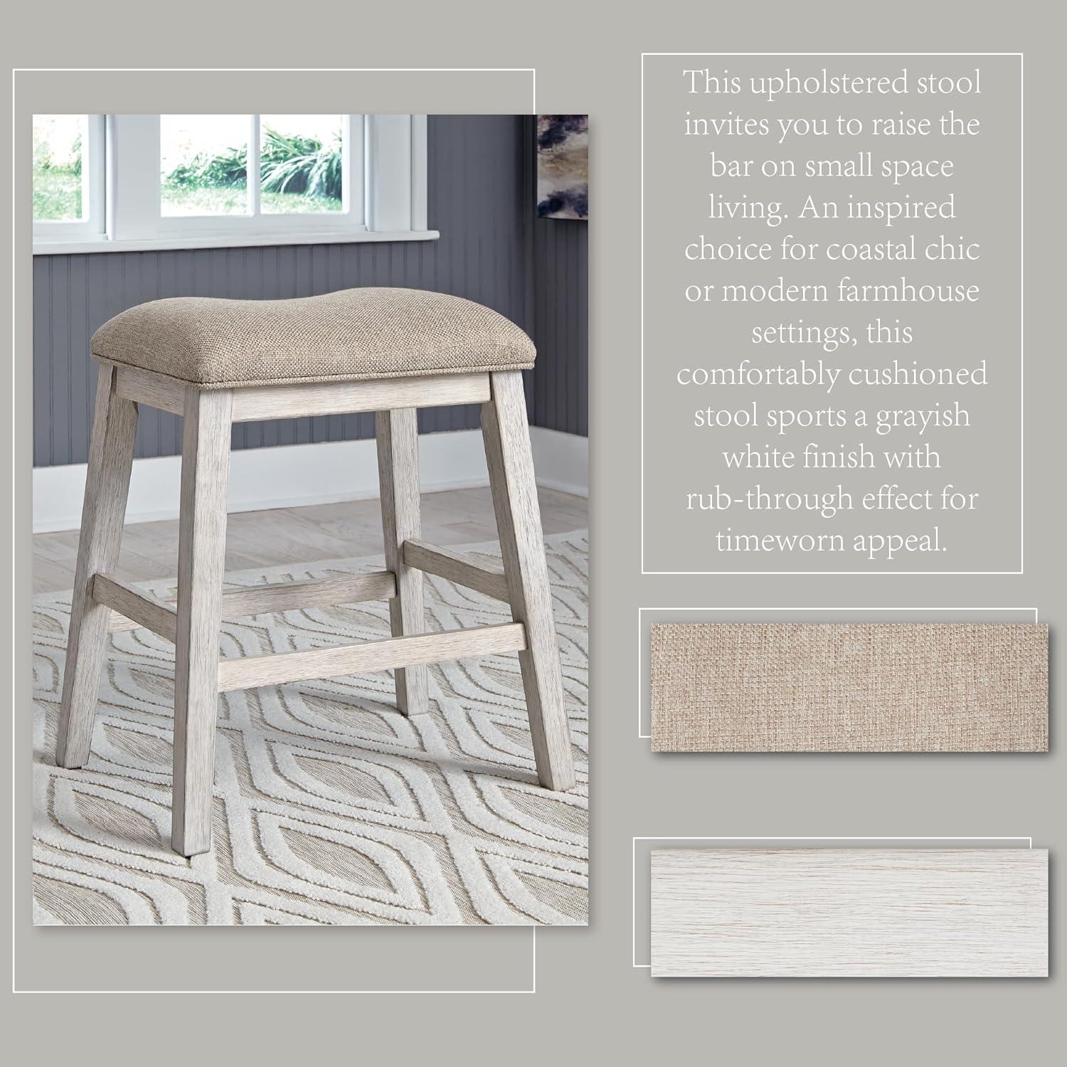 imageSignature Design by Ashley Skempton Modern 24quot Counter Height Upholstered Barstool 2 Count WhitewashWhitewash