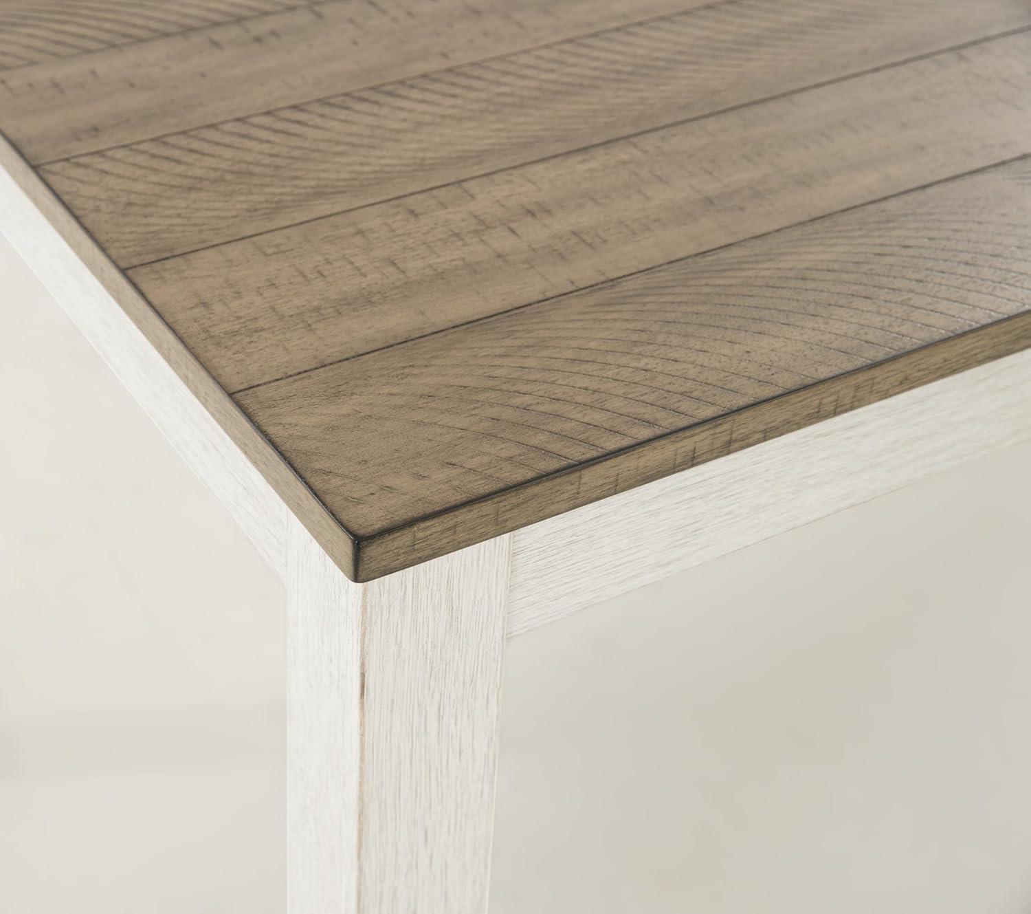 imageSignature Design by Ashley Skempton Modern Farmhouse Counter Height Dining Table and Upholstered Bar Stools Set of 7 White ampamp Light BrownWhite Light Brown