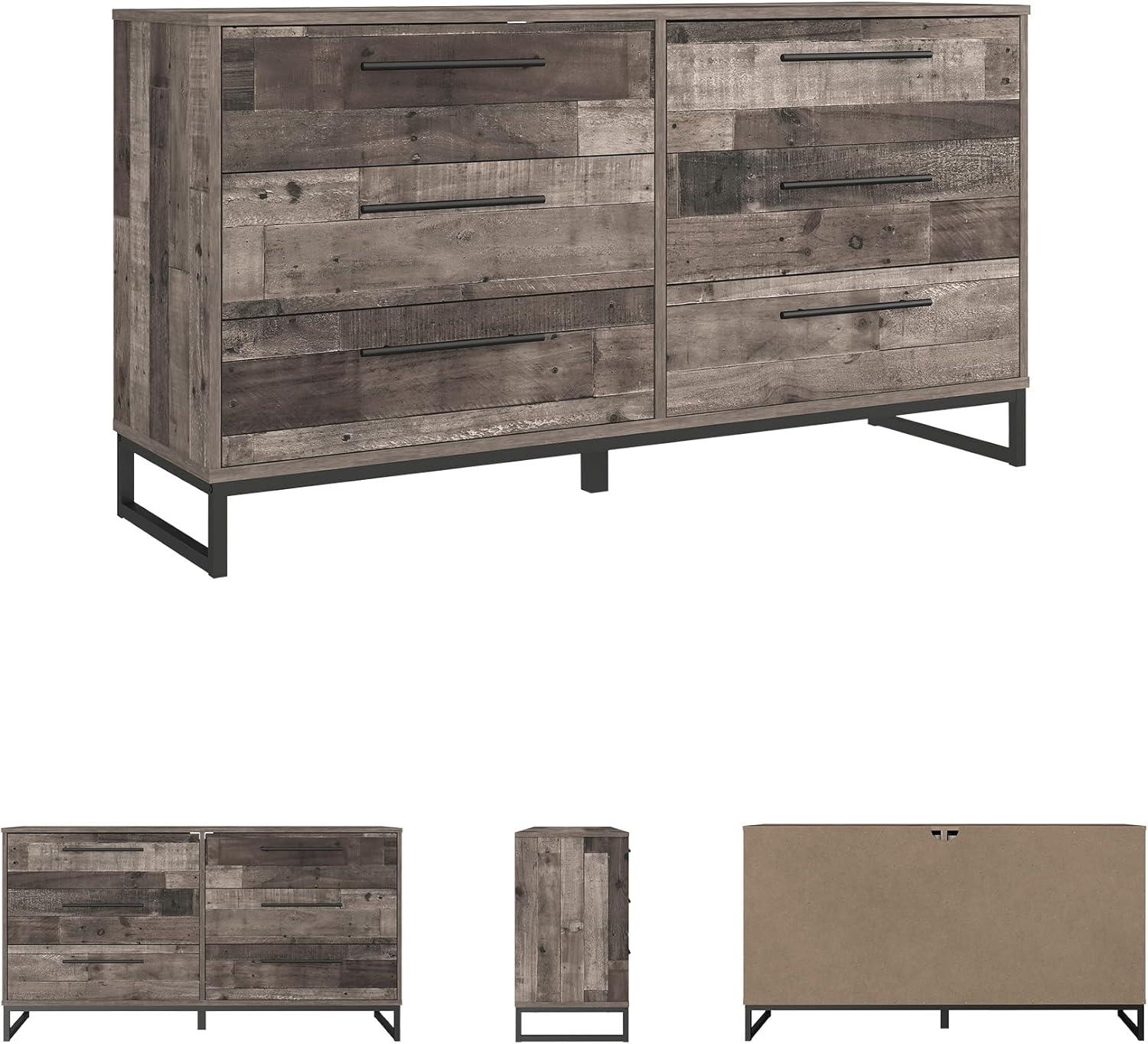 imageSignature Design by Ashley Socalle 6 Drawer 59quot Dresser BeigePlankBlack