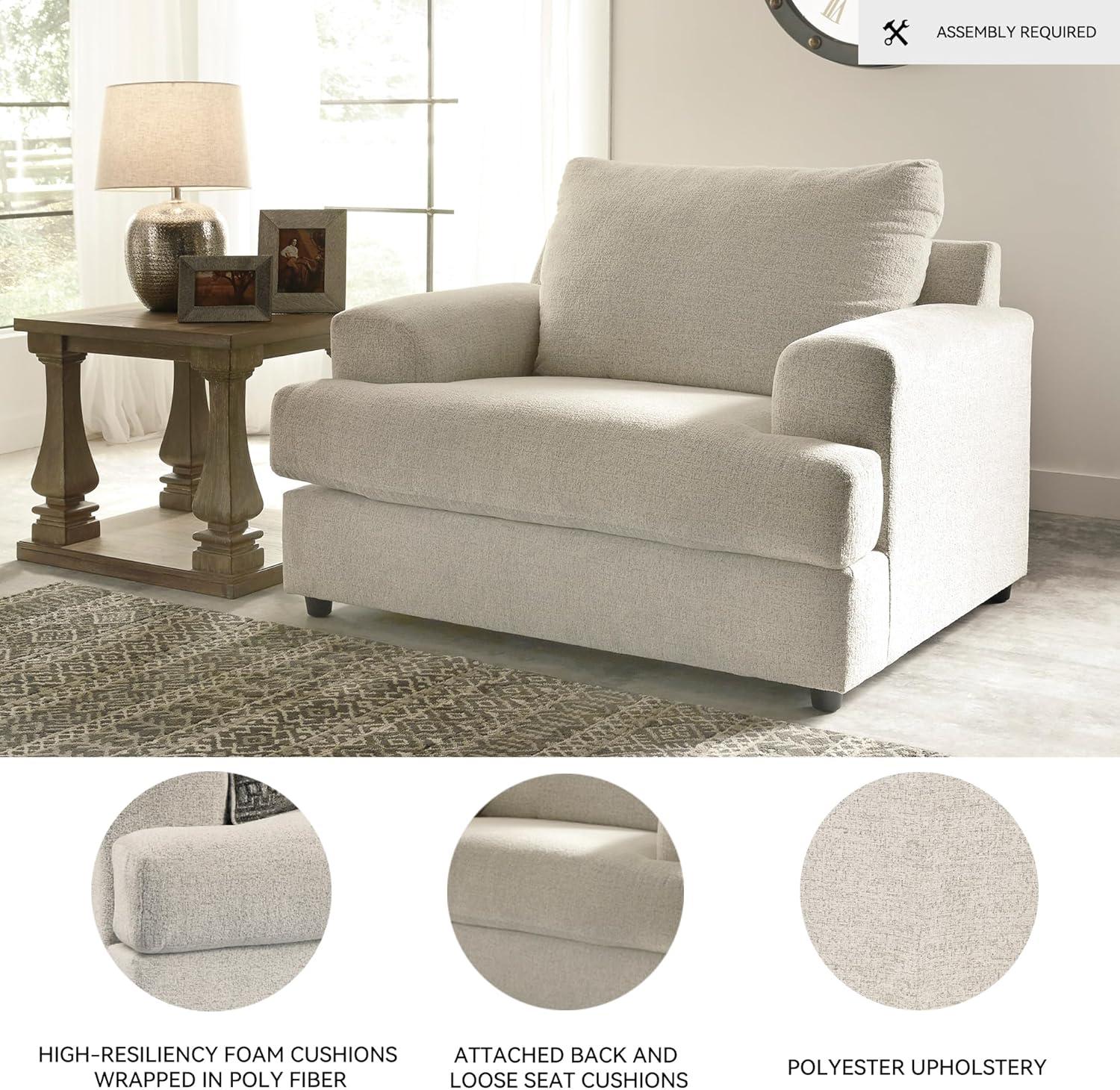 imageSignature Design by Ashley Soletren Contemporary Chenille Chair and a Half OffWhiteCream