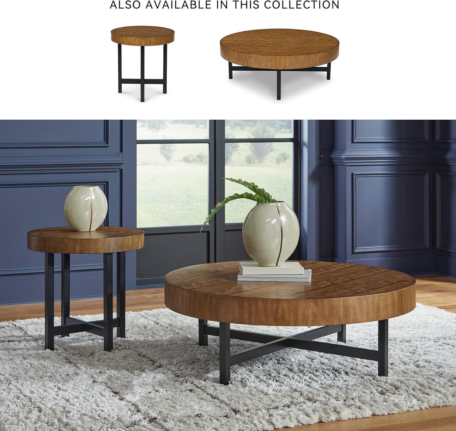 imageSignature Design by Ashley Steenlage Contemporary Table with Metal Frame Set of 2 Black ampamp Light Brown