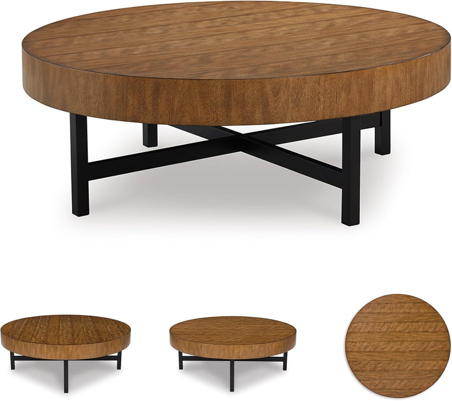 imageSignature Design by Ashley Steenlage Contemporary Table with Metal Frame Set of 2 Black ampamp Light Brown