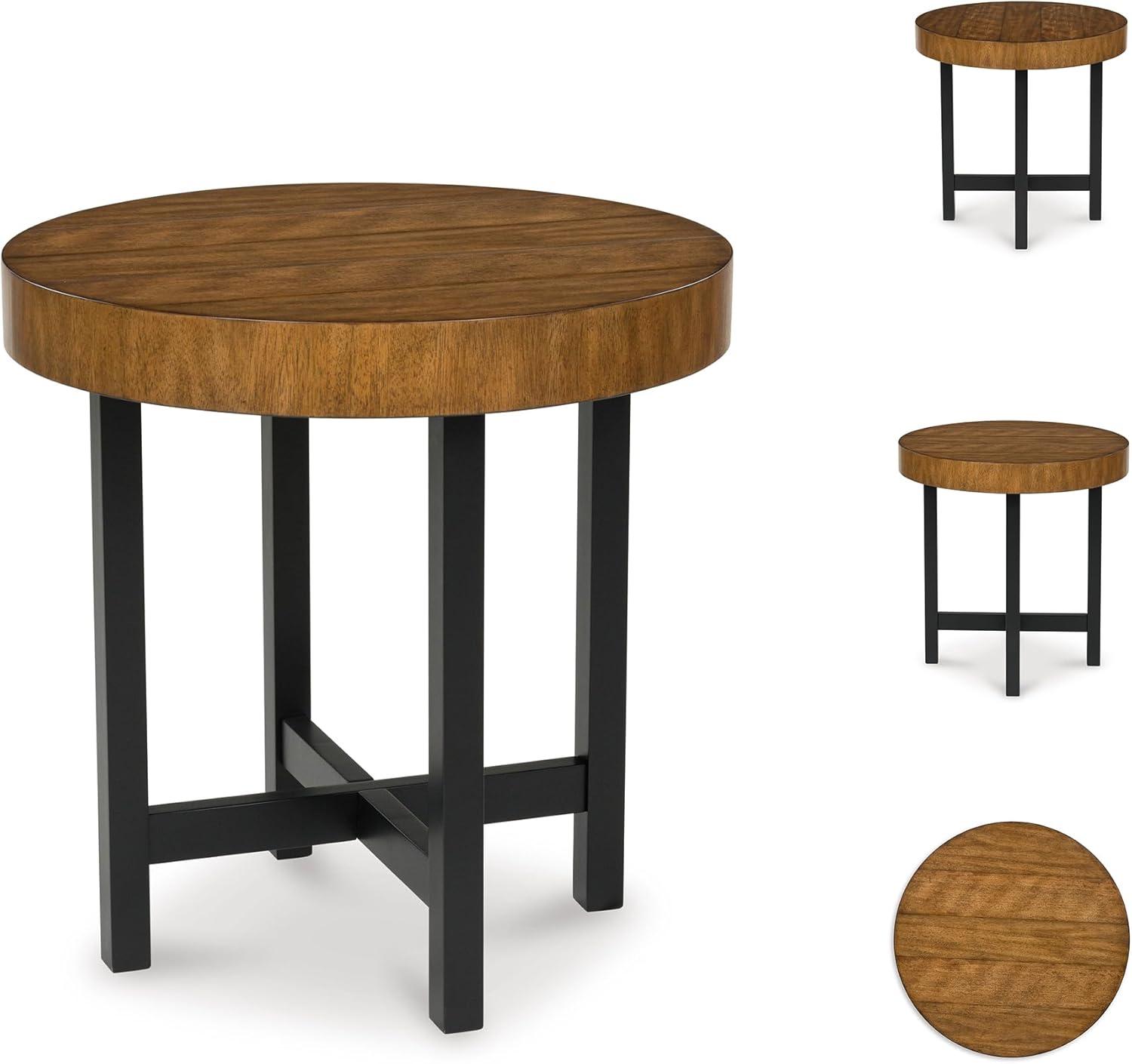 imageSignature Design by Ashley Steenlage Contemporary Table with Metal Frame Set of 2 Black ampamp Light Brown