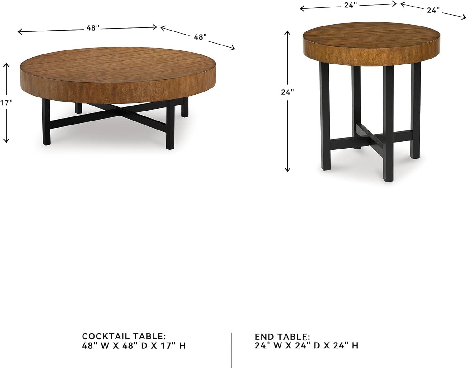 imageSignature Design by Ashley Steenlage Contemporary Table with Metal Frame Set of 2 Black ampamp Light Brown