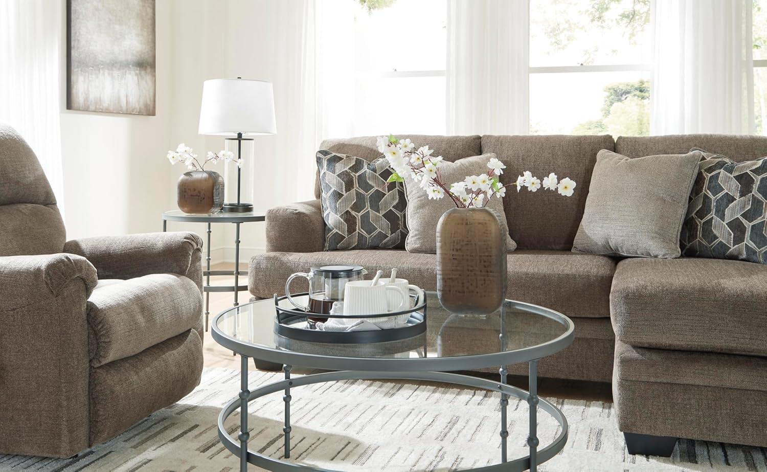 imageSignature Design by Ashley Stonemeade Casual RightArm Facing Sofa Chaise with 4 Toss Pillows Light BrownDark Brown