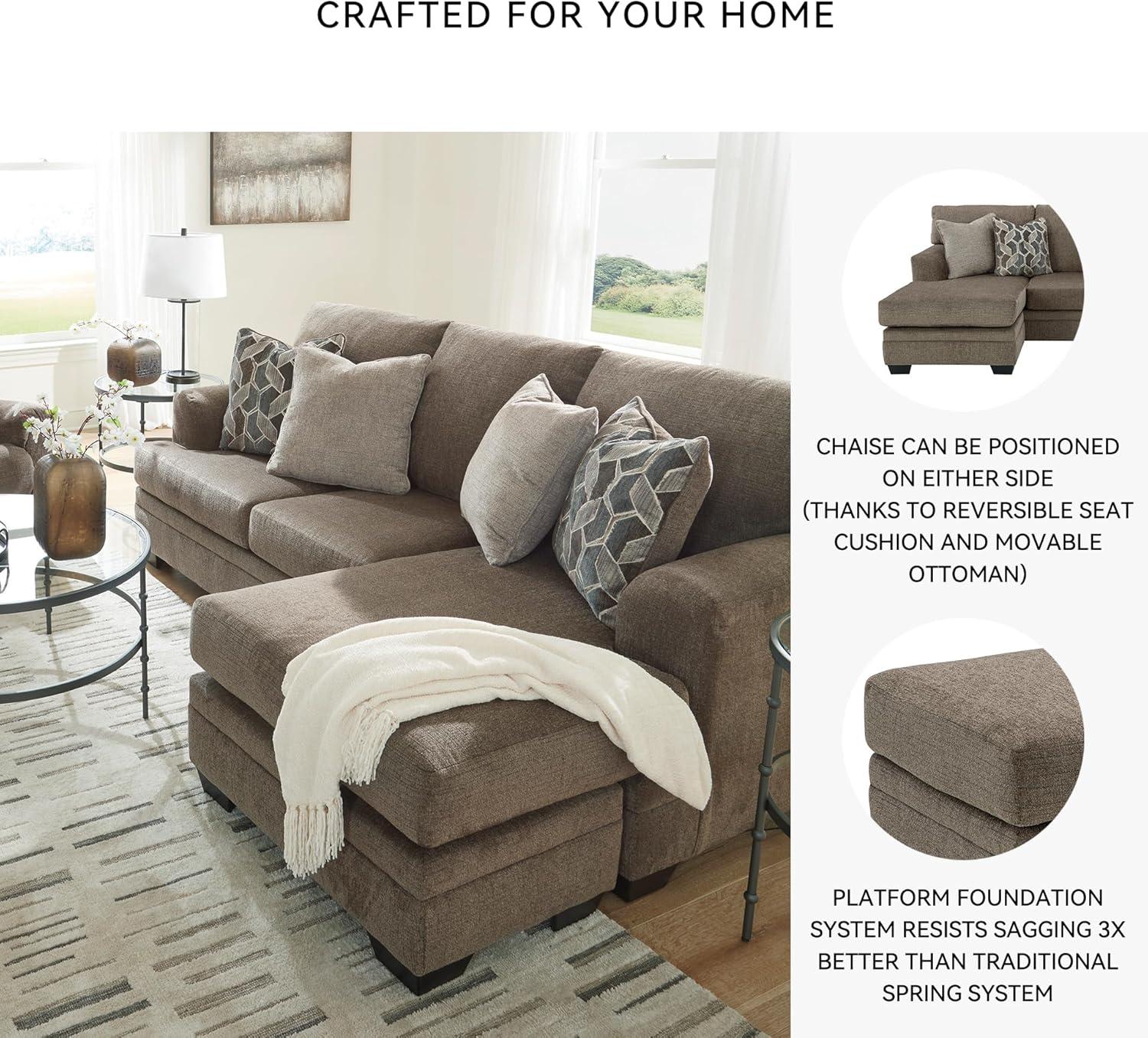 imageSignature Design by Ashley Stonemeade Casual RightArm Facing Sofa Chaise with 4 Toss Pillows Light BrownDark Brown