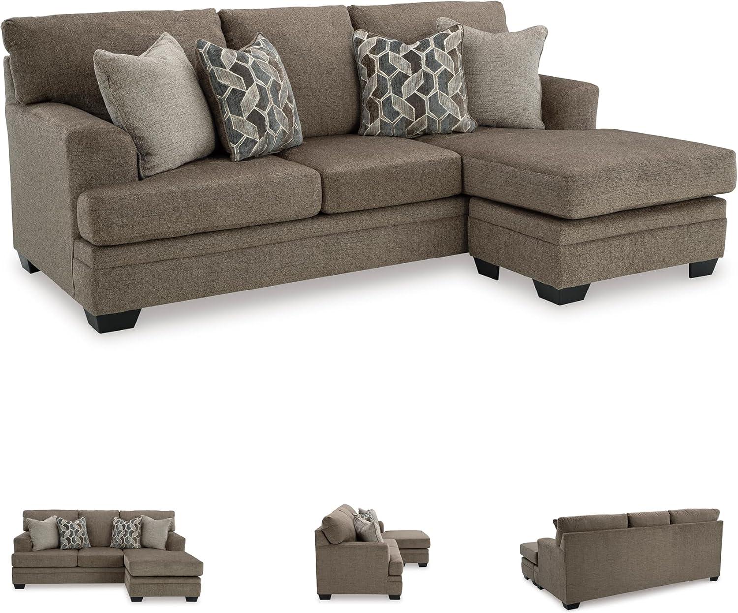 imageSignature Design by Ashley Stonemeade Casual RightArm Facing Sofa Chaise with 4 Toss Pillows Light BrownDark Brown