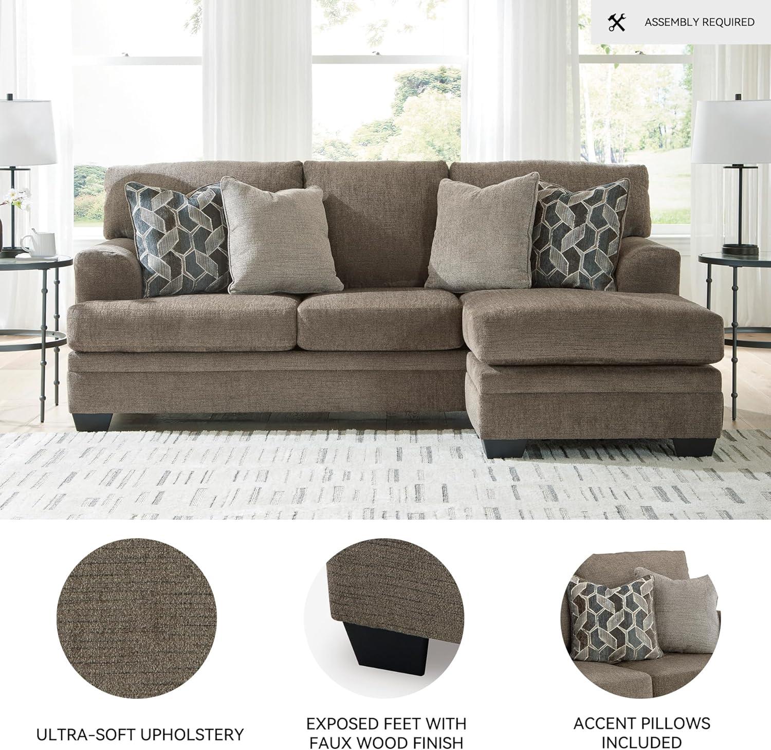 imageSignature Design by Ashley Stonemeade Casual RightArm Facing Sofa Chaise with 4 Toss Pillows Light BrownDark Brown