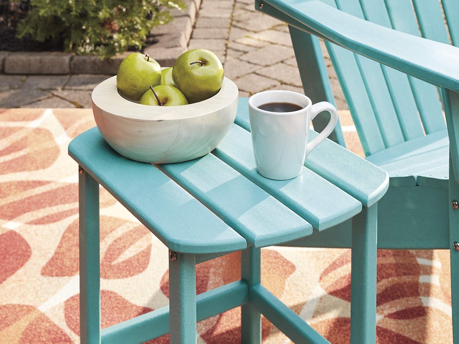 imageSignature Design by Ashley Sundown Treasure Outdoor Patio HDPE Weather Resistant End Table BrownTurquoise