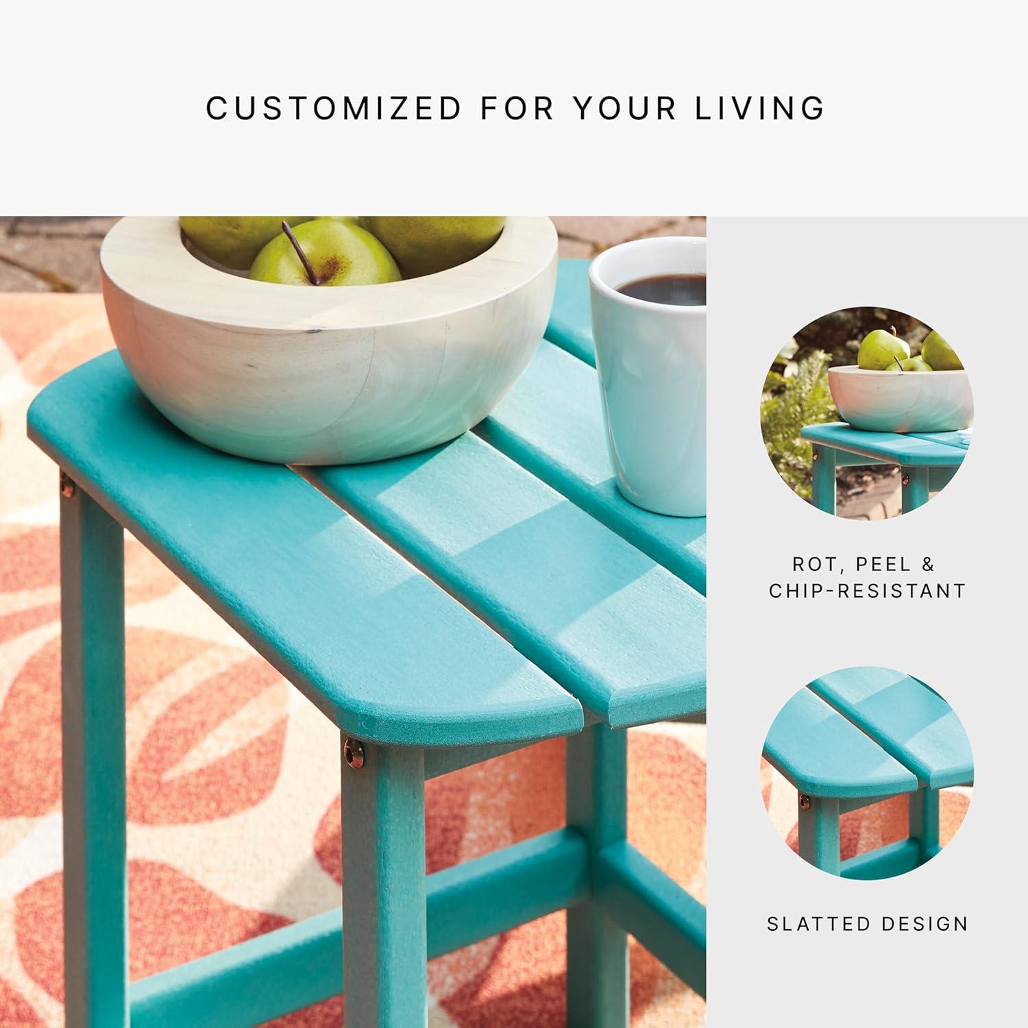 imageSignature Design by Ashley Sundown Treasure Outdoor Patio HDPE Weather Resistant End Table BrownTurquoise