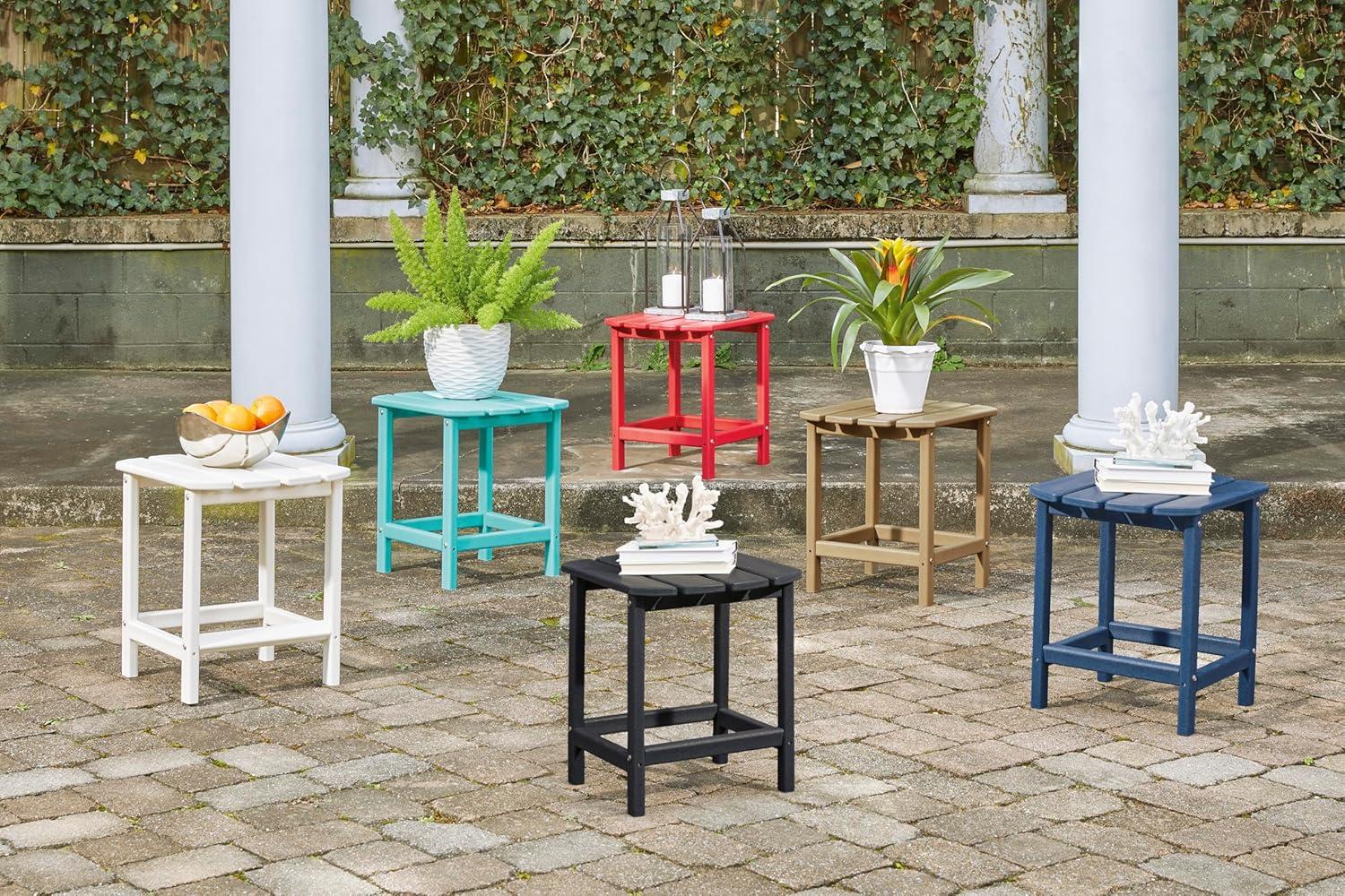 imageSignature Design by Ashley Sundown Treasure Outdoor Patio HDPE Weather Resistant End Table BrownTurquoise