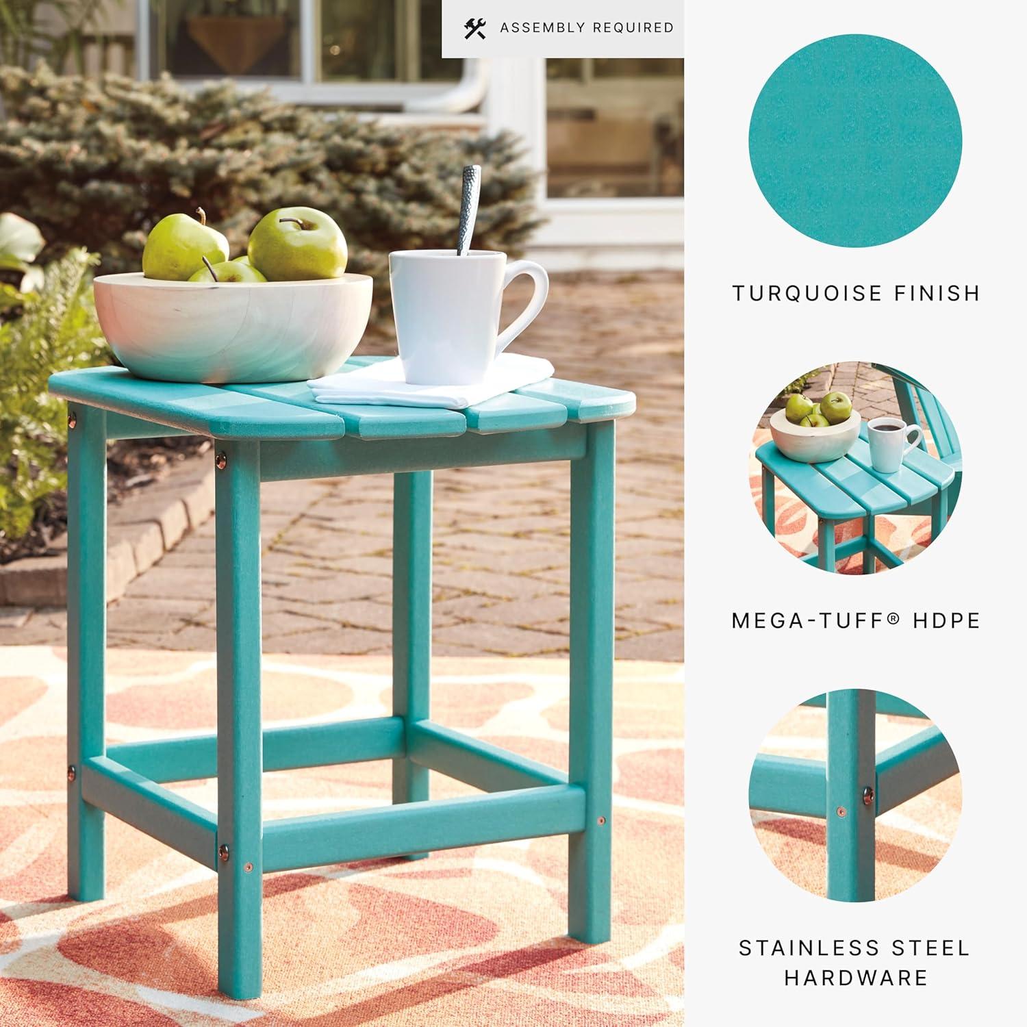 imageSignature Design by Ashley Sundown Treasure Outdoor Patio HDPE Weather Resistant End Table BrownTurquoise