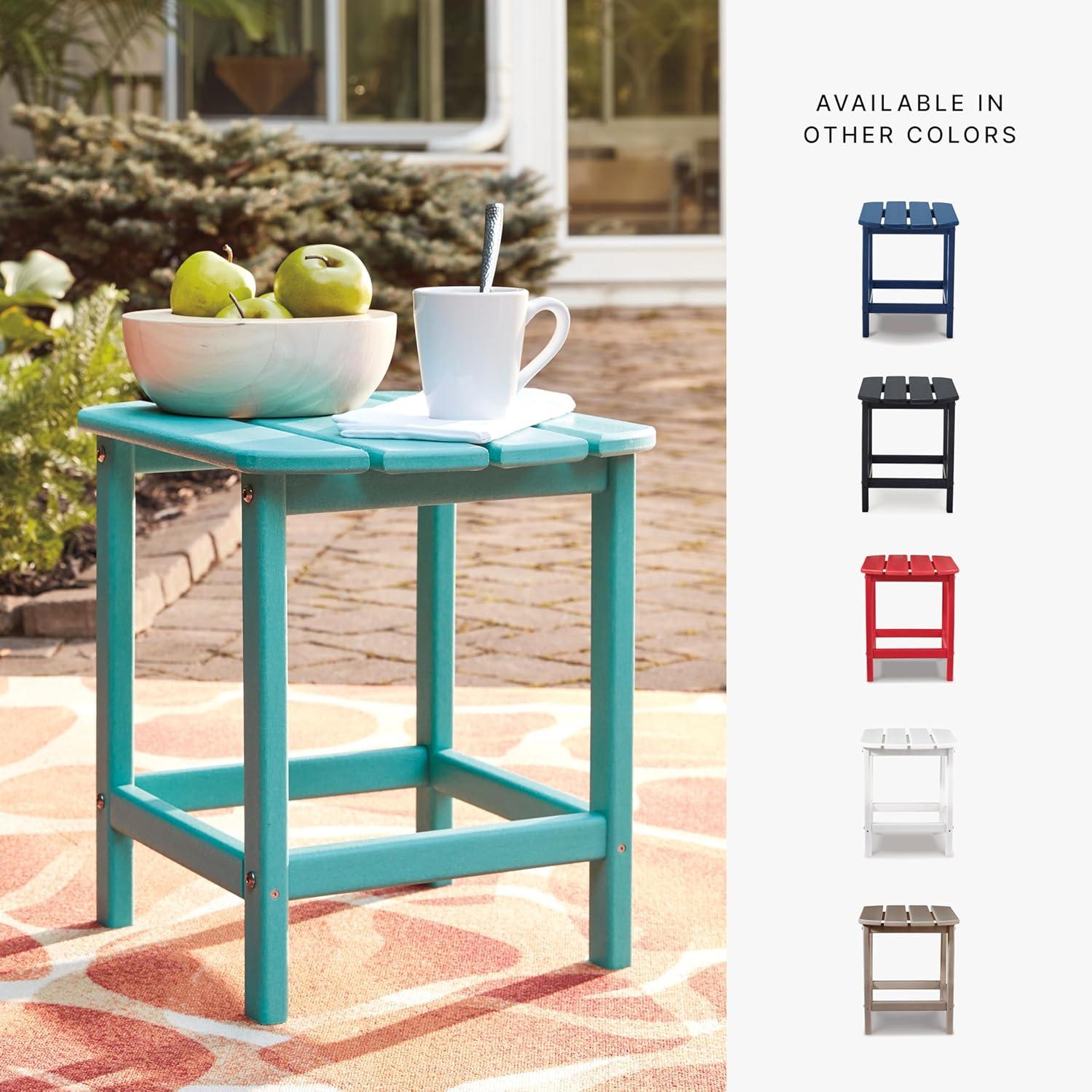 imageSignature Design by Ashley Sundown Treasure Outdoor Patio HDPE Weather Resistant End Table BrownTurquoise