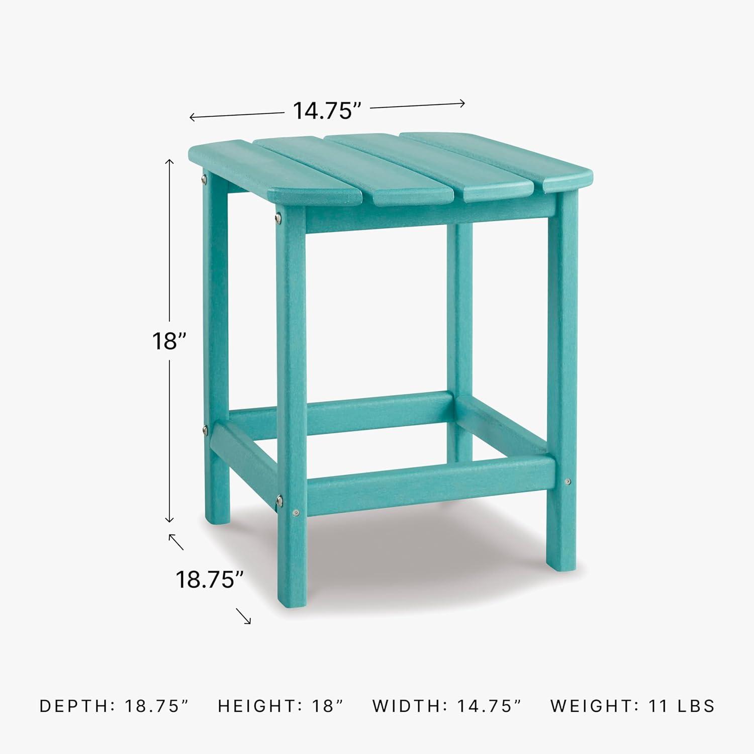 imageSignature Design by Ashley Sundown Treasure Outdoor Patio HDPE Weather Resistant End Table BrownTurquoise