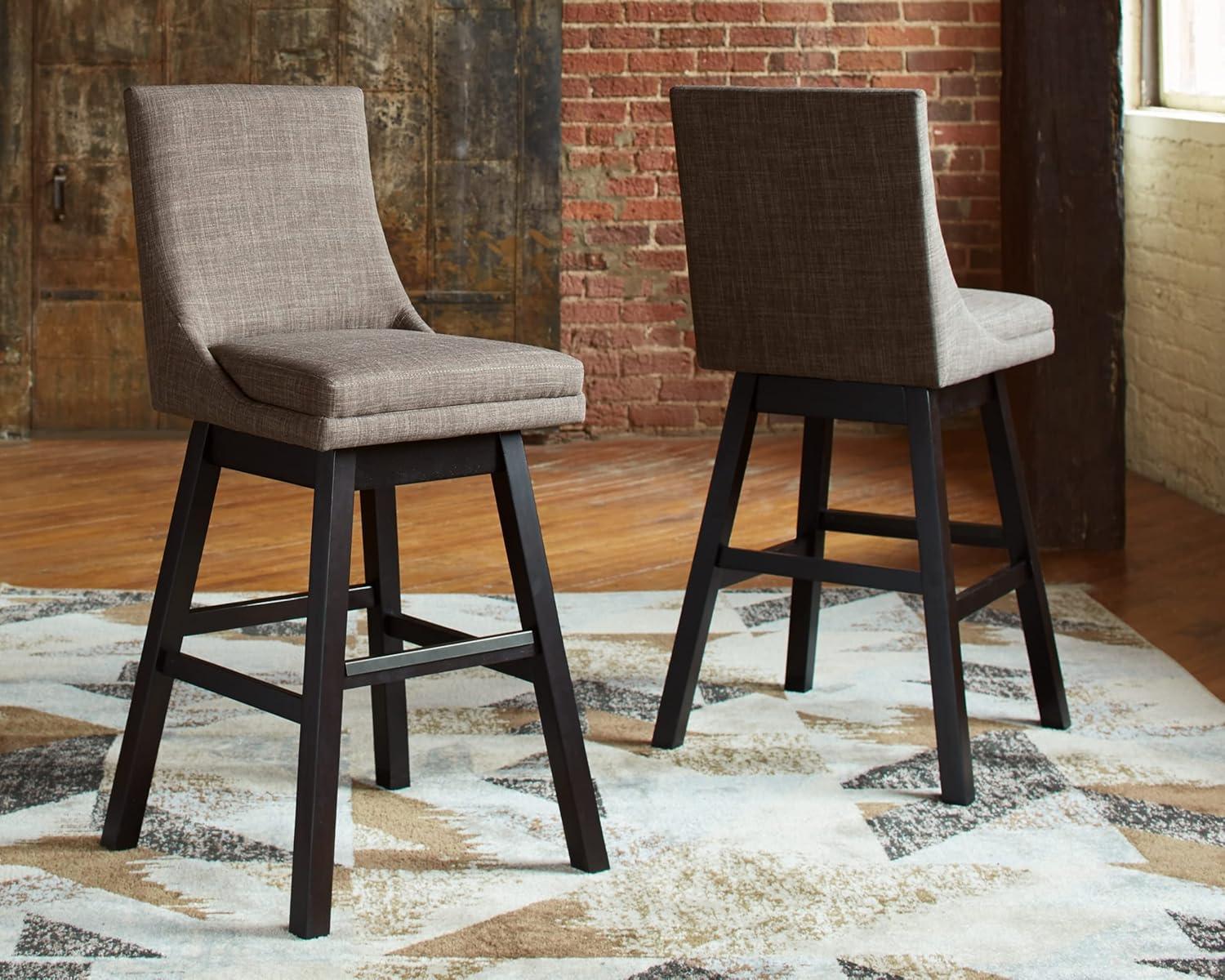imageSignature Design by Ashley Tallenger Upholstered Counter Height Barstool Set of 2 BeigeLight Gray