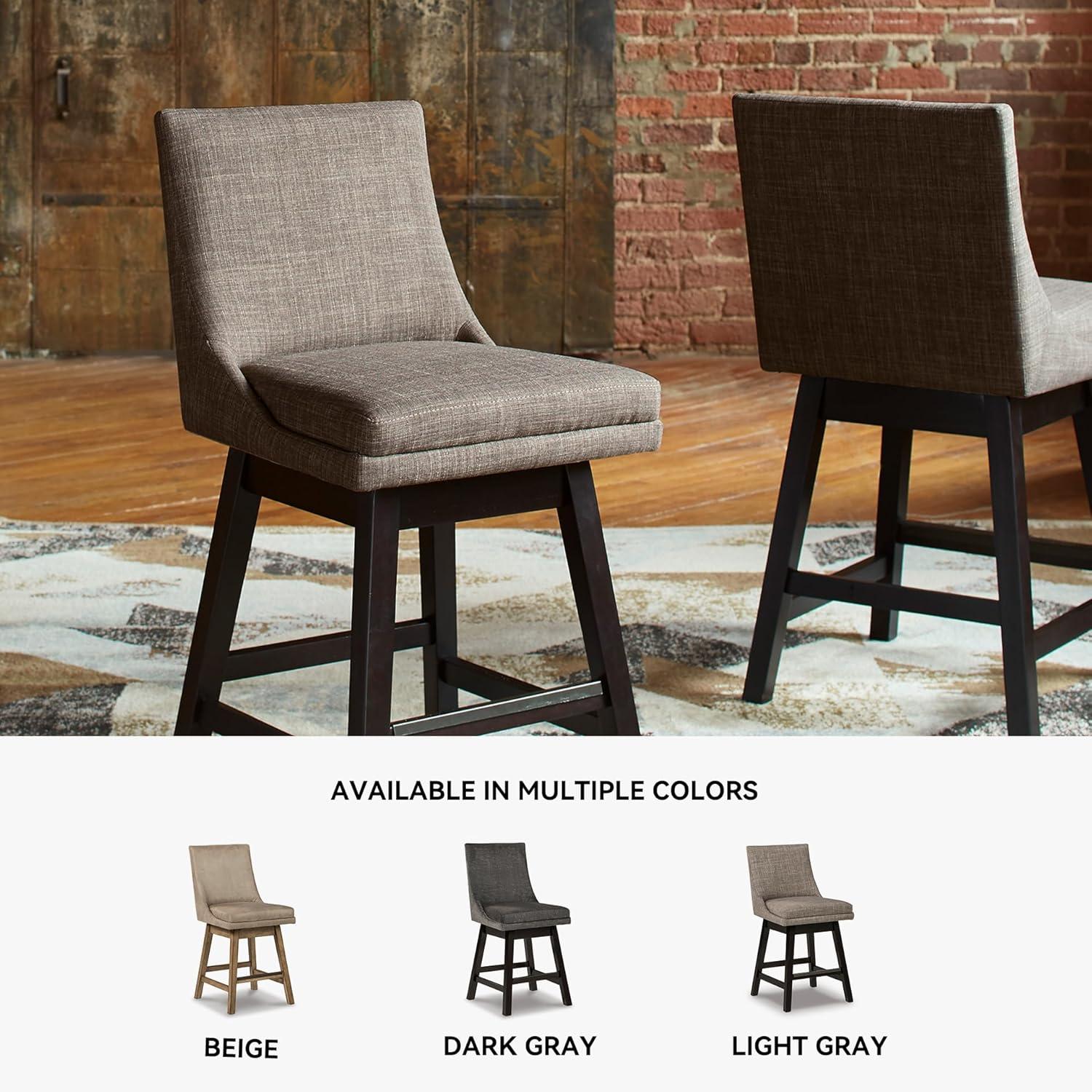 imageSignature Design by Ashley Tallenger Upholstered Counter Height Barstool Set of 2 BeigeLight Gray