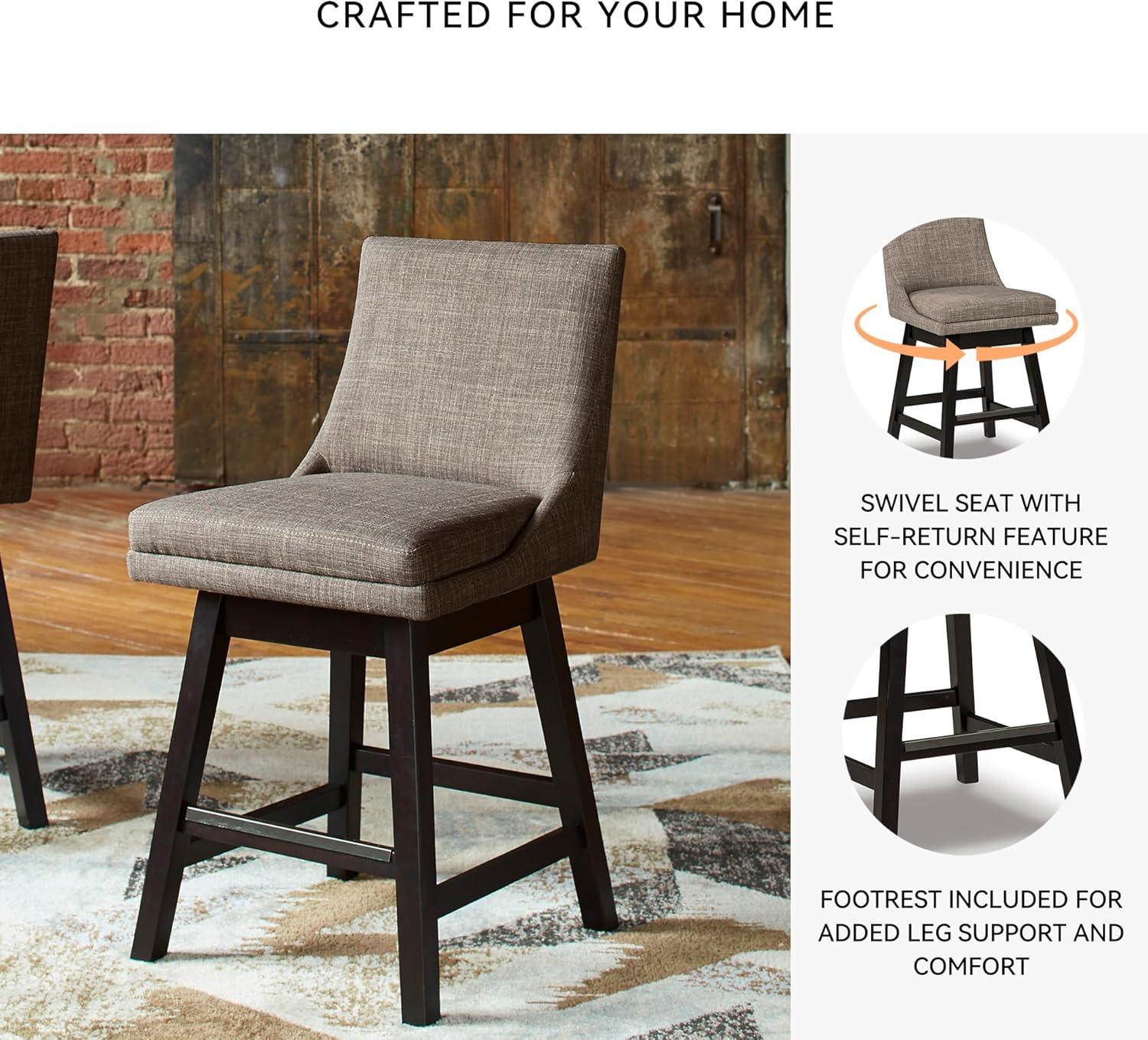 imageSignature Design by Ashley Tallenger Upholstered Counter Height Barstool Set of 2 BeigeLight Gray