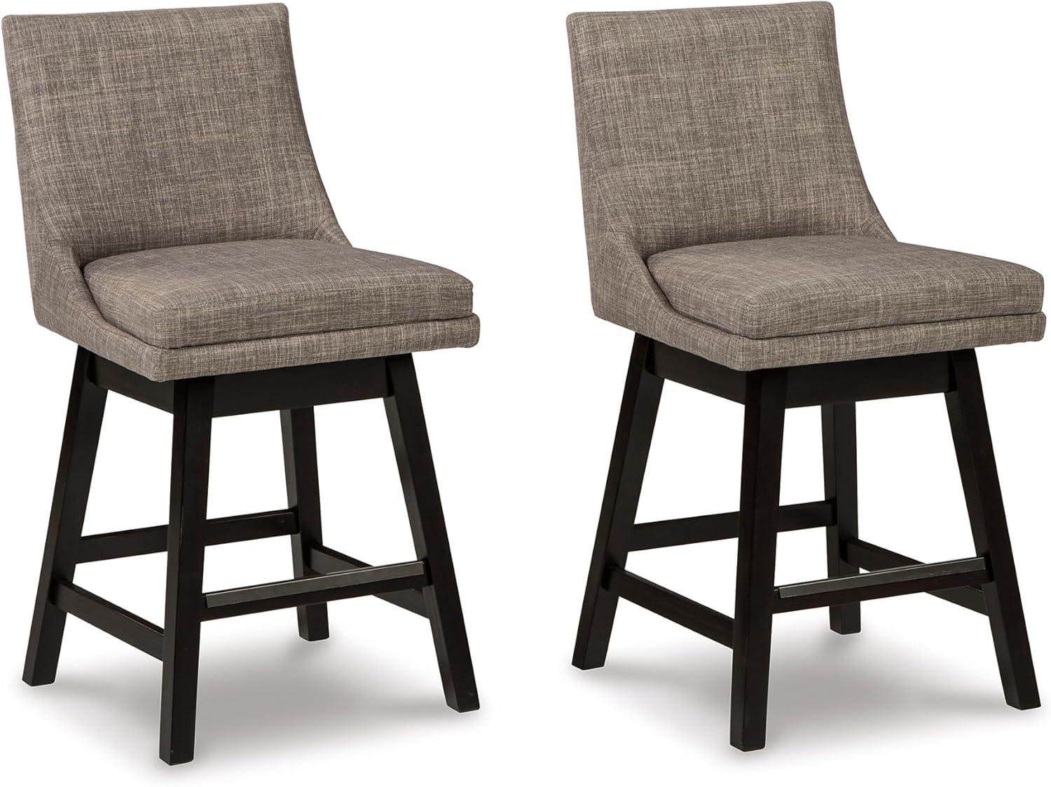 imageSignature Design by Ashley Tallenger Upholstered Counter Height Barstool Set of 2 BeigeLight Gray