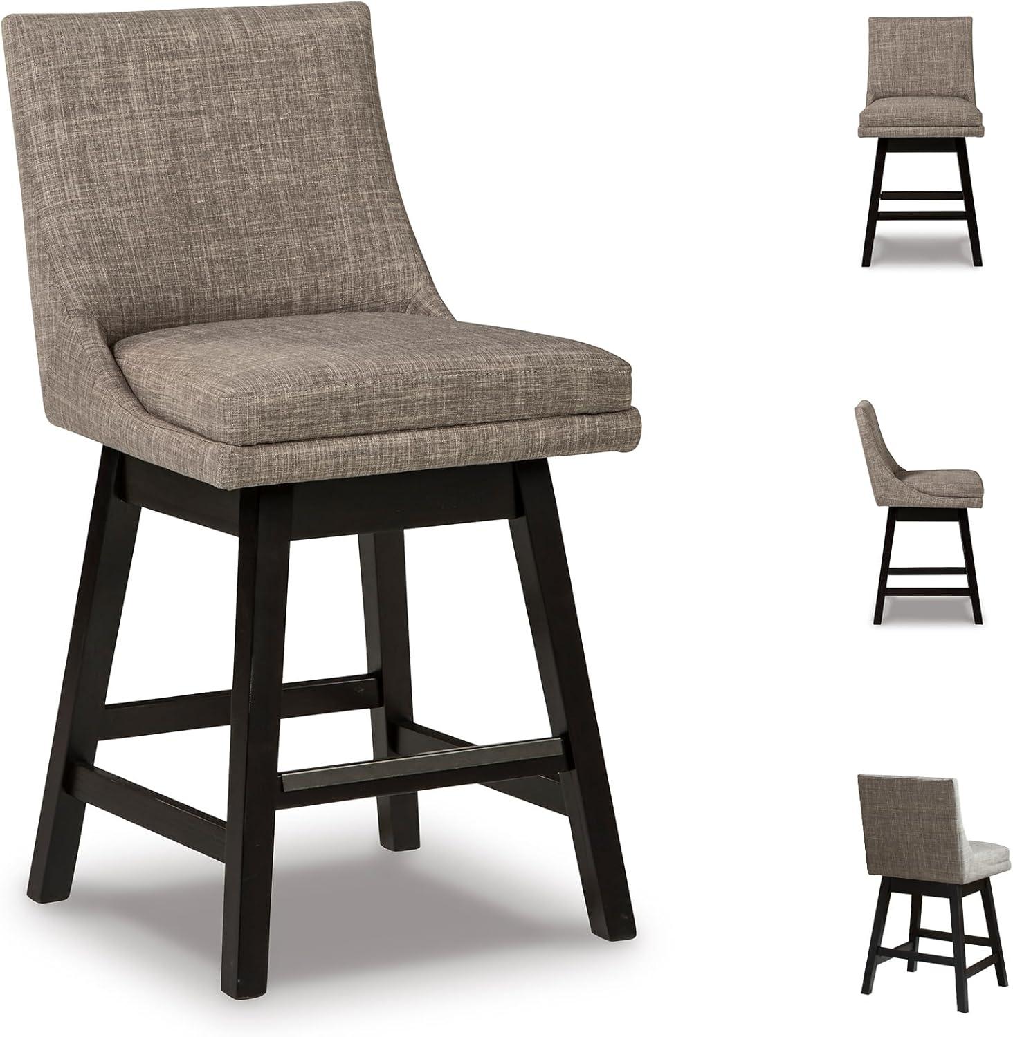 imageSignature Design by Ashley Tallenger Upholstered Counter Height Barstool Set of 2 BeigeLight Gray