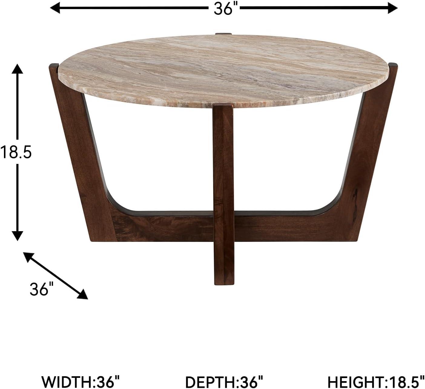 imageSignature Design by Ashley Tanidore Casual Solid Mango Wood Coffee Table with Marble Top Dark Brown ampamp Beige