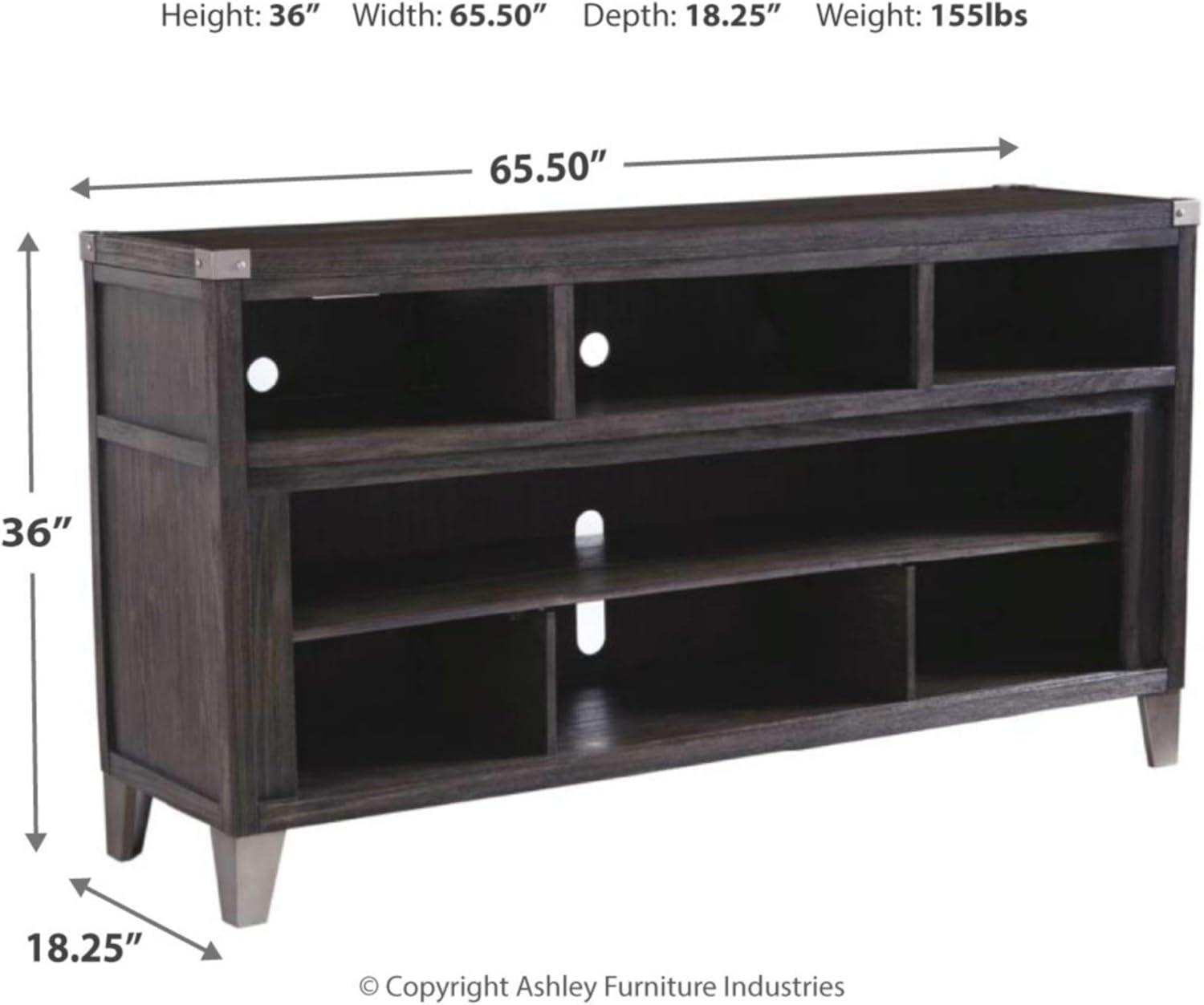 imageSignature Design by Ashley Todoe Industrial TV Stand with Fireplace Option Fits TVs up to 65quot 6 Cubbies For Storage GrayLarge TV Stand