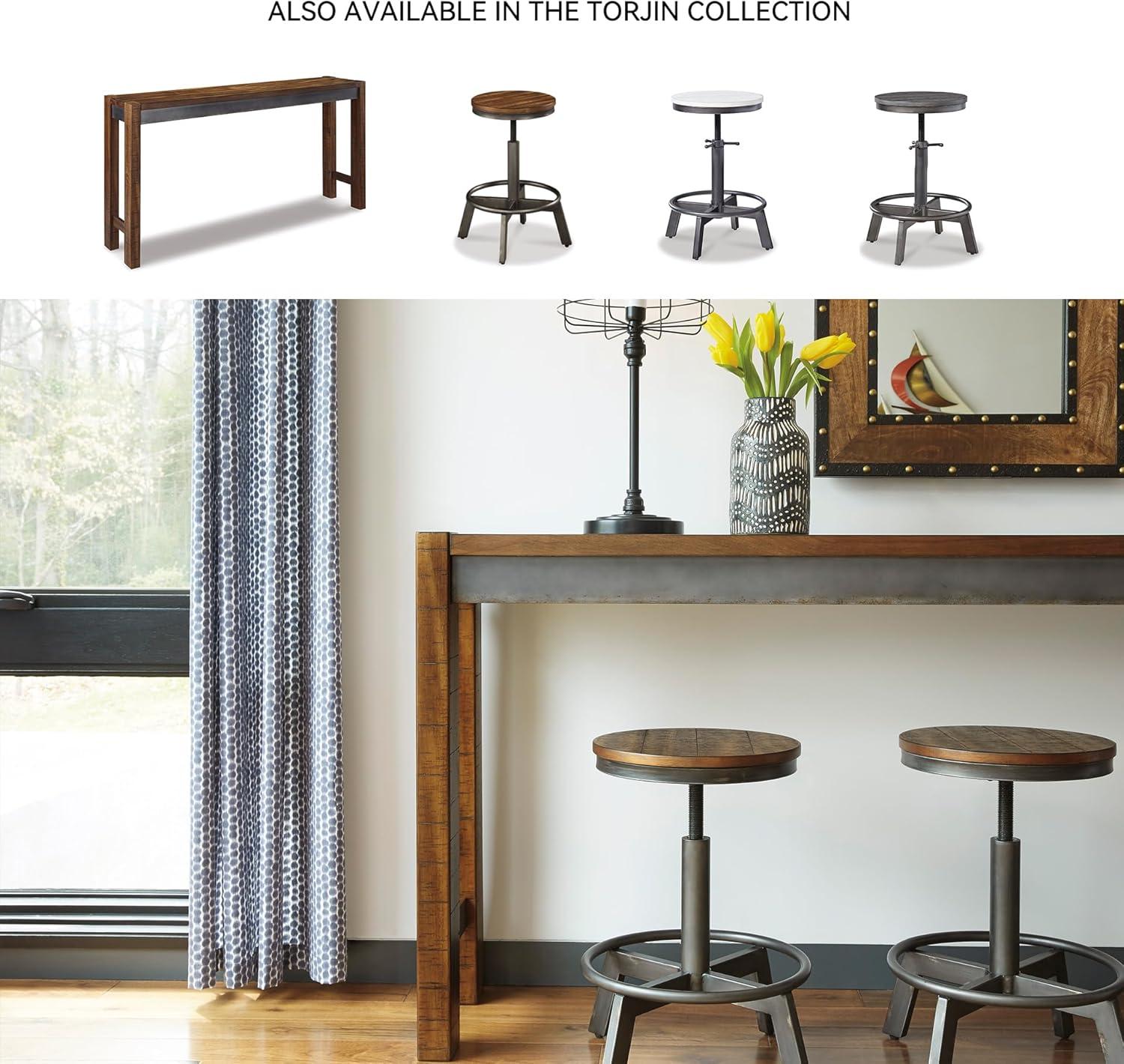 imageSignature Design by Ashley Torjin Industrial 24quot Adjustable Height Barstool 2 Count BrownBrown