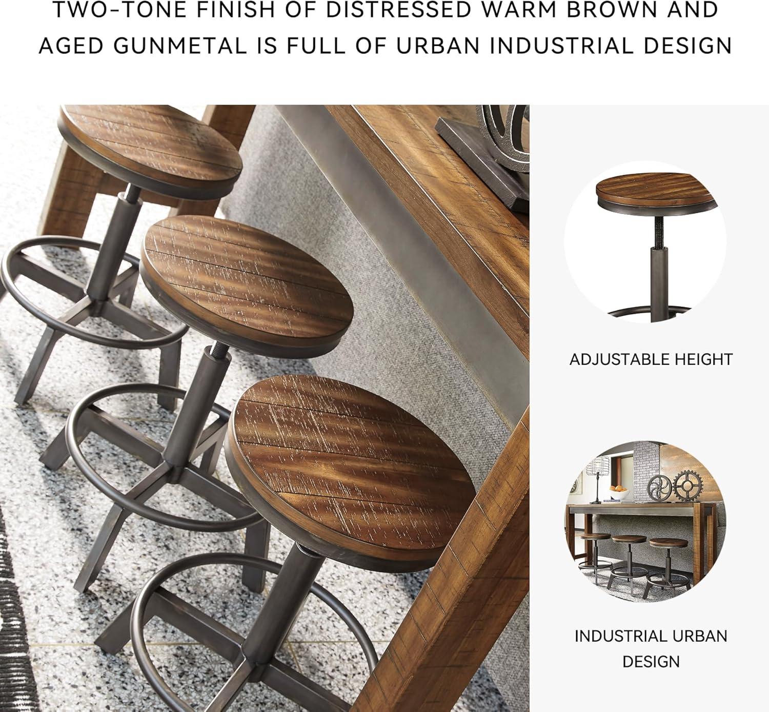 imageSignature Design by Ashley Torjin Industrial 24quot Adjustable Height Barstool 2 Count BrownBrown
