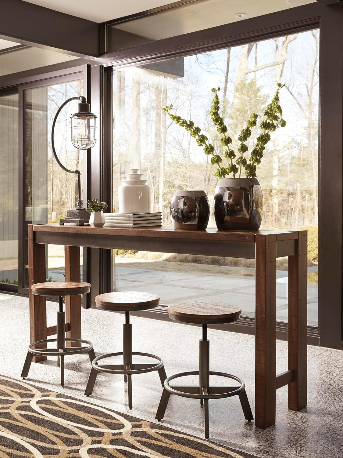 imageSignature Design by Ashley Torjin Industrial 24quot Adjustable Height Barstool 2 Count BrownBrown