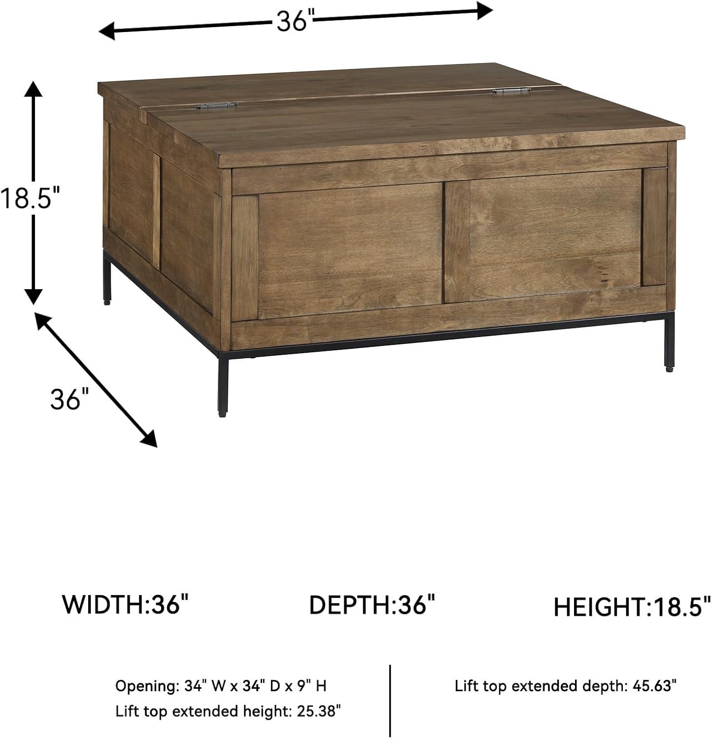 imageSignature Design by Ashley Torlanta Casual LiftTop Coffee Table with Hinged Design and Storage Light Brown ampamp Black