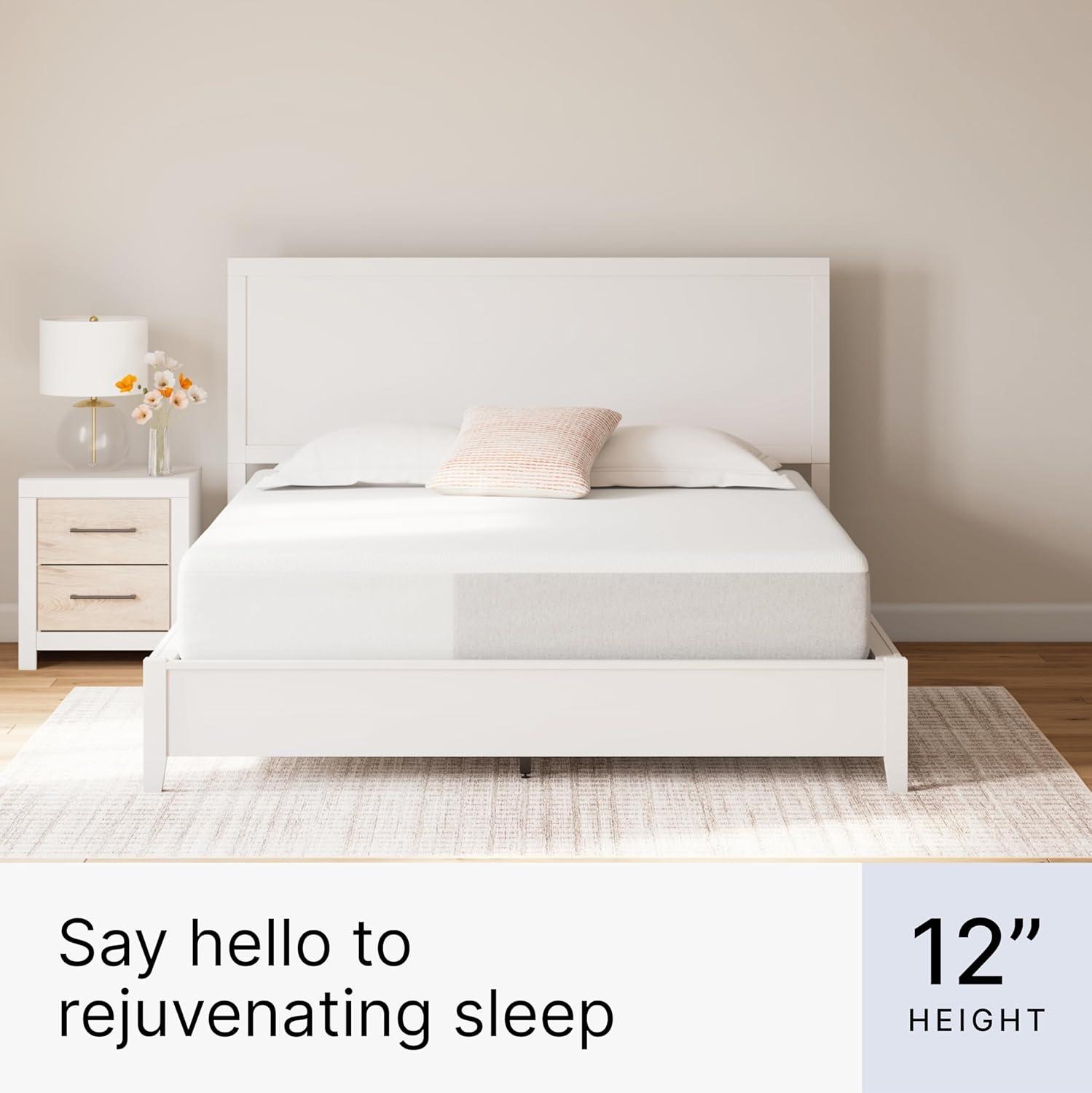 imageSignature Design by Ashley Twin Size Chime 10 Inch Medium Firm Memory Foam Mattress with Green Tea ampamp Charcoal Gel for Pressure Relief Fiberglass Free Mattress In A BoxCalifornia King