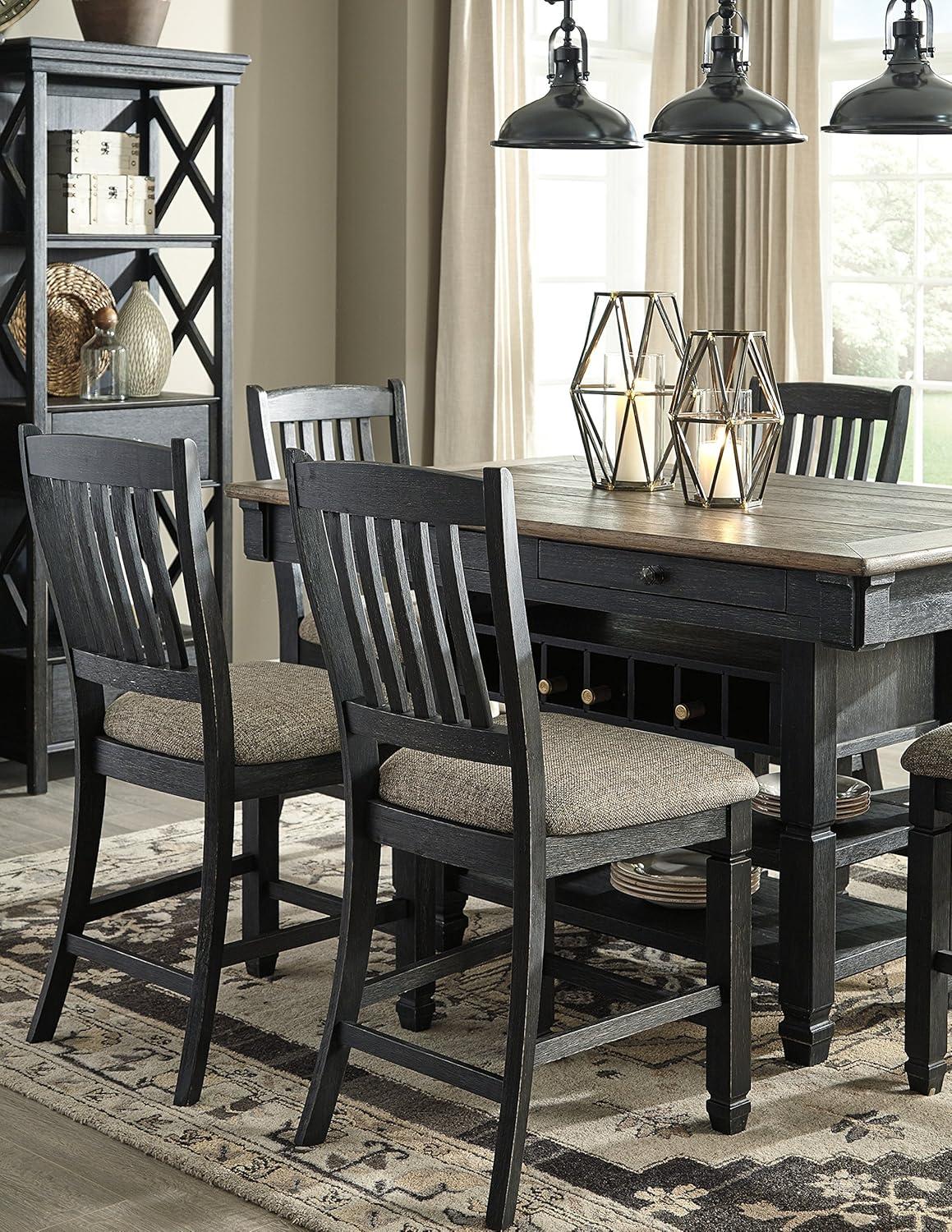 imageSignature Design by Ashley Tyler Creek Farmhouse 36quotCounter Height Dining Table with Wine Rack Amost BlackAlmost Black