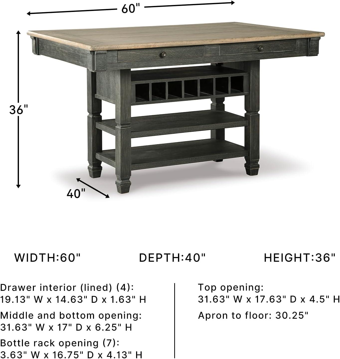 imageSignature Design by Ashley Tyler Creek Farmhouse 36quotCounter Height Dining Table with Wine Rack Amost BlackAlmost Black