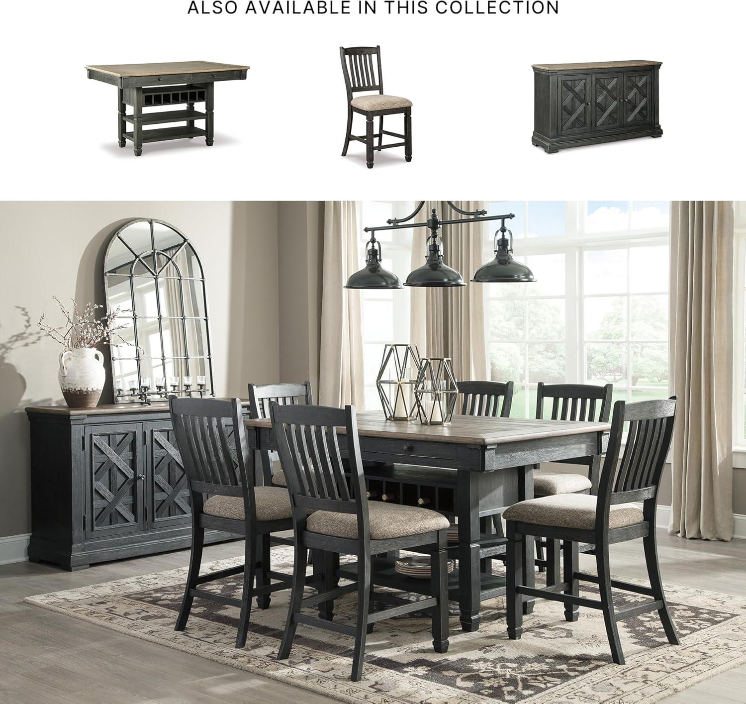 imageSignature Design by Ashley Tyler Creek Farmhouse 36quotCounter Height Dining Table with Wine Rack Amost BlackAlmost Black