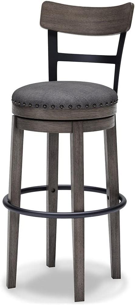 imageSignature Design by Ashley Valebeck 24quot Counter Height Upholstered Swivel Stool White ampamp BlackDark Gray