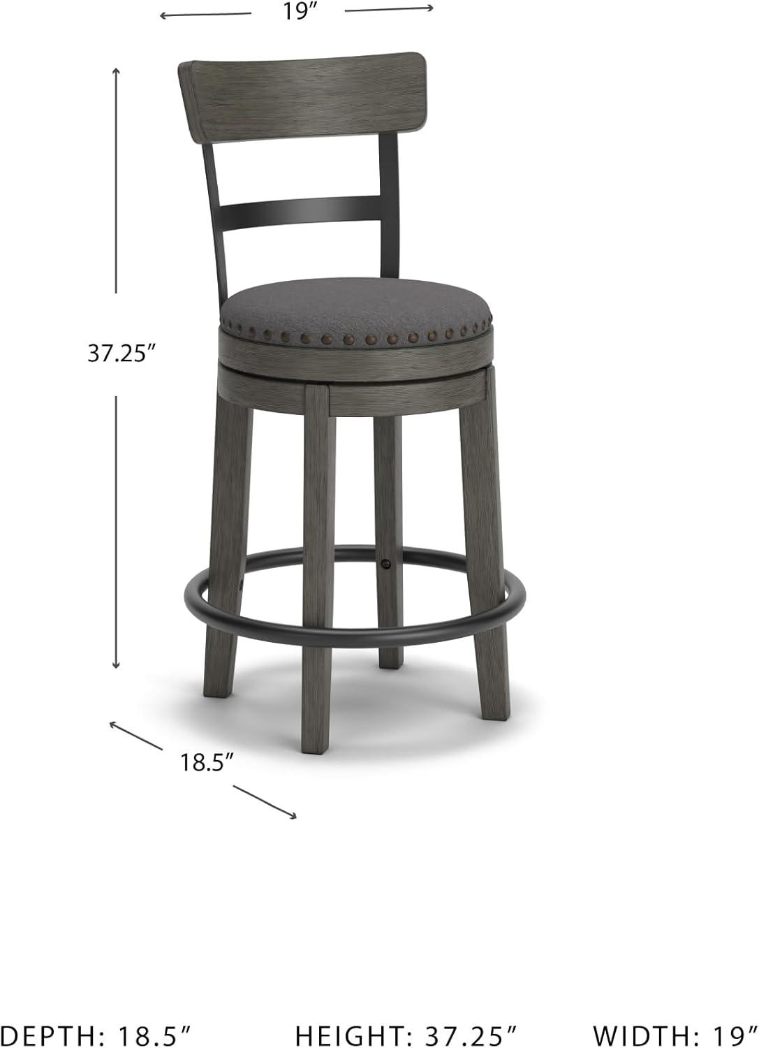 imageSignature Design by Ashley Valebeck 24quot Counter Height Upholstered Swivel Stool White ampamp BlackDark Gray