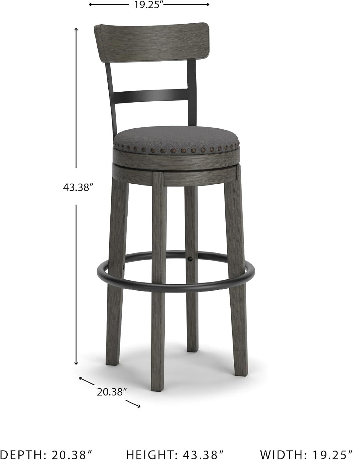 imageSignature Design by Ashley Valebeck 24quot Counter Height Upholstered Swivel Stool White ampamp BlackDark Gray