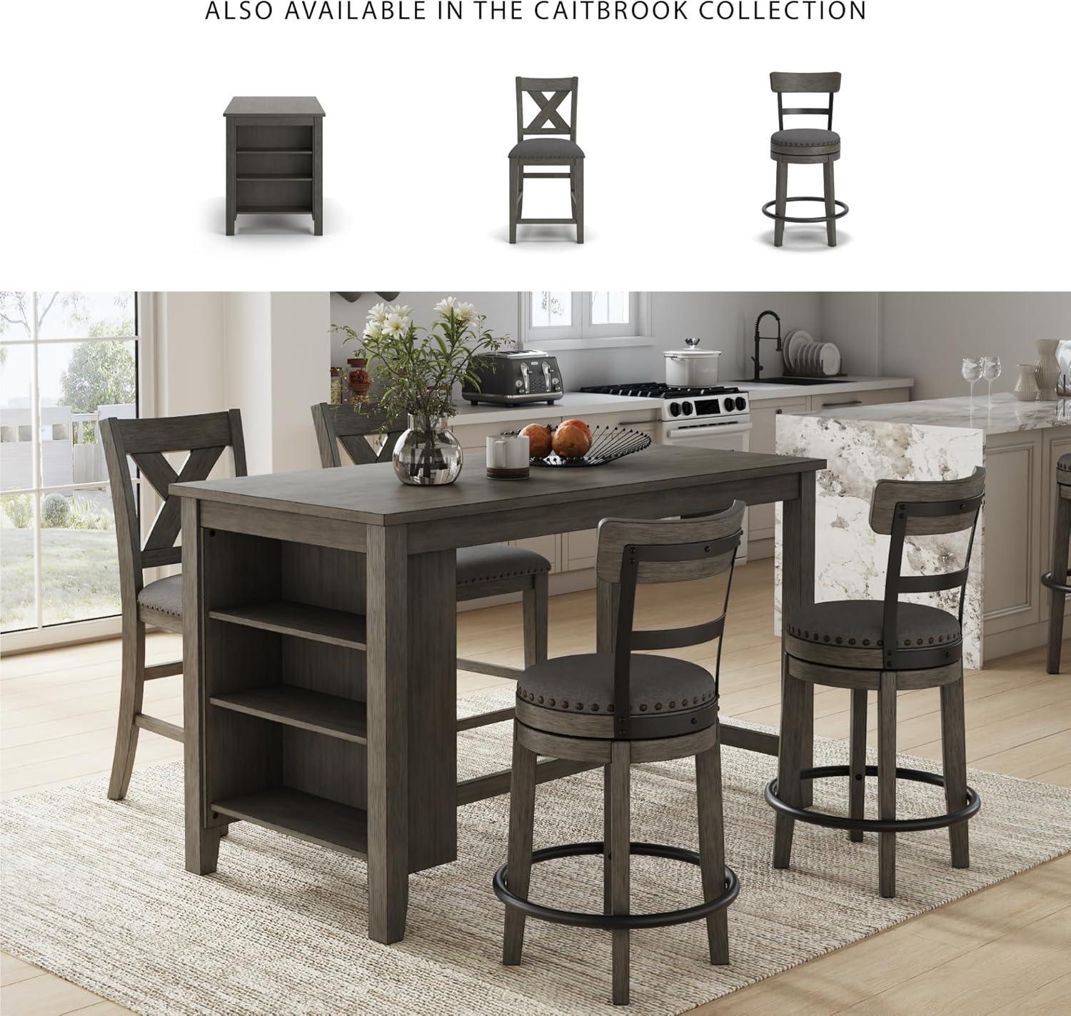 imageSignature Design by Ashley Valebeck 24quot Counter Height Upholstered Swivel Stool White ampamp BlackDark Gray
