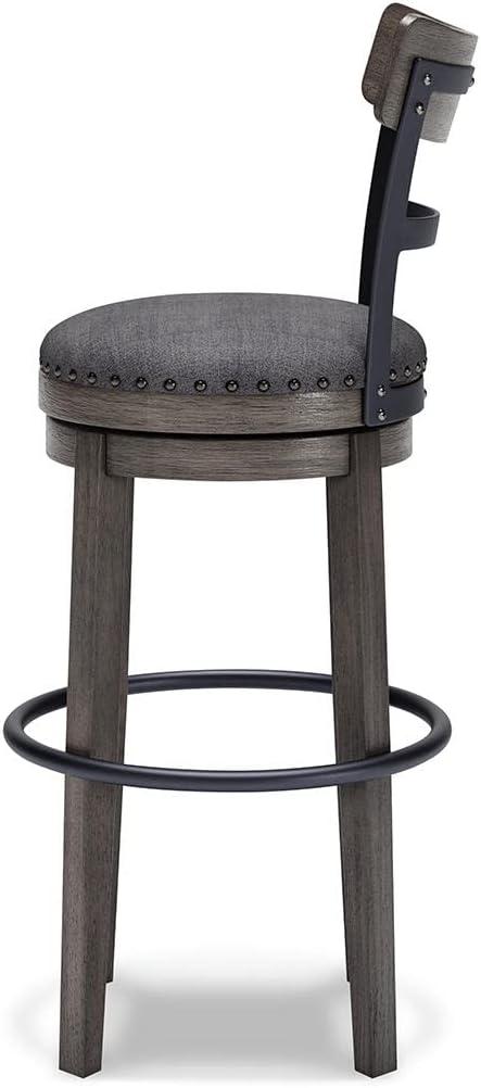 imageSignature Design by Ashley Valebeck 24quot Counter Height Upholstered Swivel Stool White ampamp BlackDark Gray