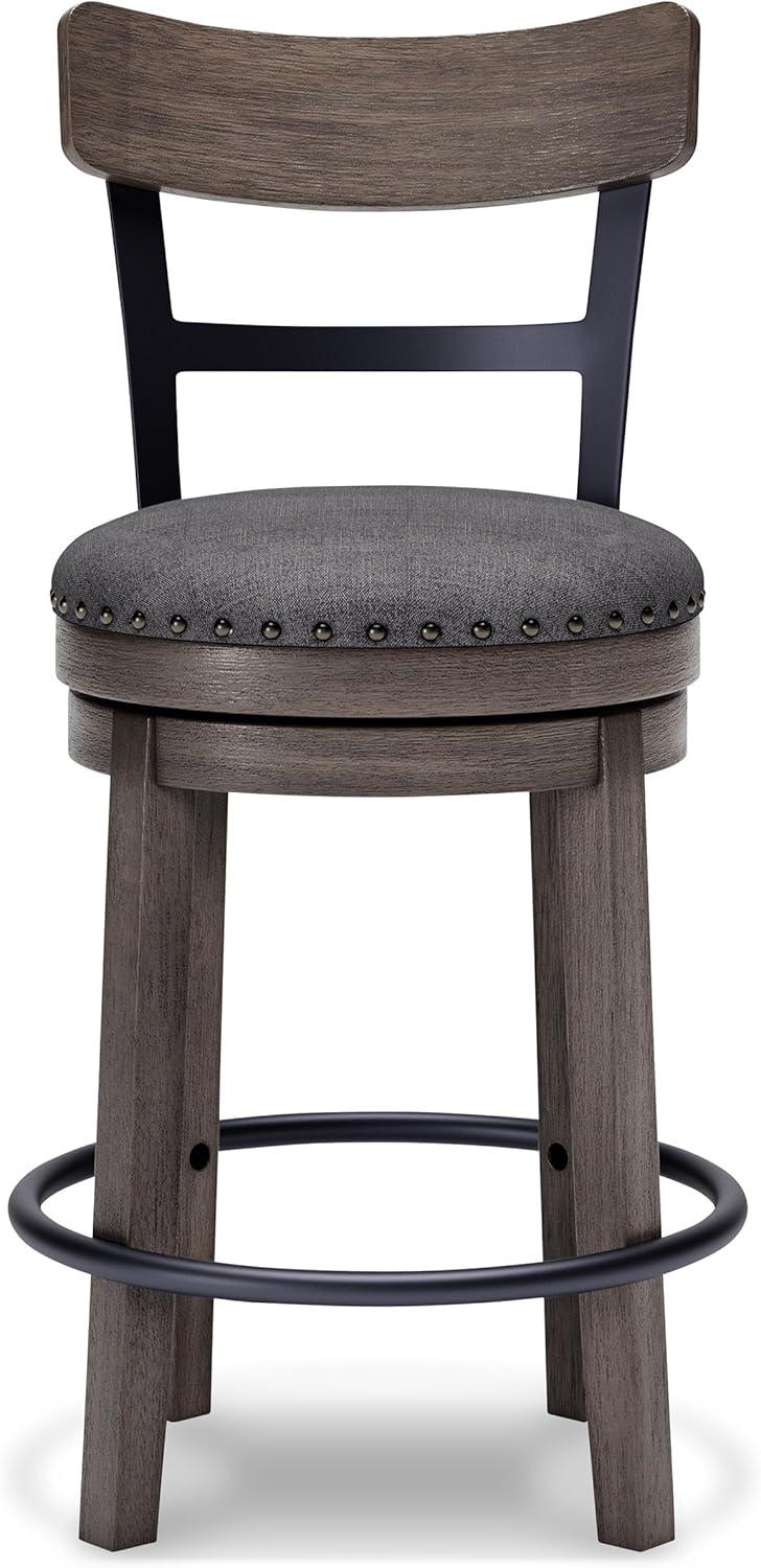 imageSignature Design by Ashley Valebeck 24quot Counter Height Upholstered Swivel Stool White ampamp BlackDark Gray