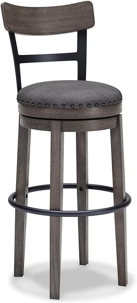 imageSignature Design by Ashley Valebeck 24quot Counter Height Upholstered Swivel Stool White ampamp BlackDark Gray