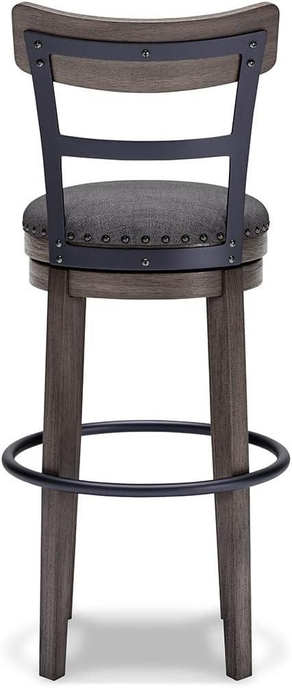 imageSignature Design by Ashley Valebeck 24quot Counter Height Upholstered Swivel Stool White ampamp BlackDark Gray