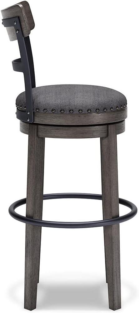 imageSignature Design by Ashley Valebeck 24quot Counter Height Upholstered Swivel Stool White ampamp BlackDark Gray