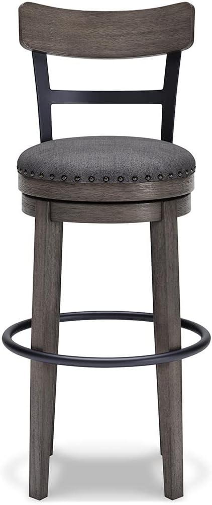 imageSignature Design by Ashley Valebeck 24quot Counter Height Upholstered Swivel Stool White ampamp BlackDark Gray