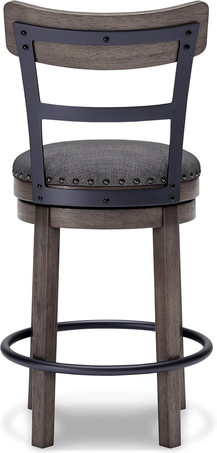 imageSignature Design by Ashley Valebeck 24quot Counter Height Upholstered Swivel Stool White ampamp BlackDark Gray