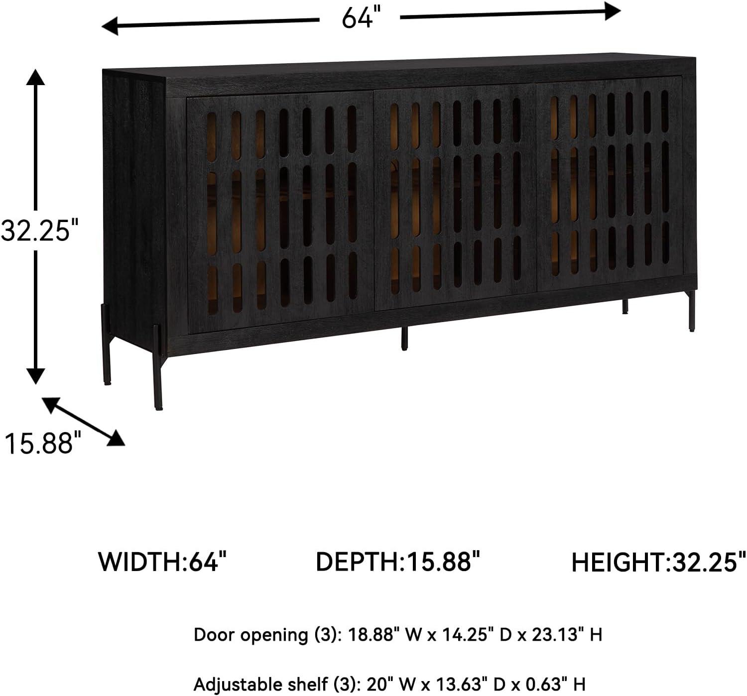imageSignature Design by Ashley Vallisburg Casual Accent Cabinet with 3 Doors and Adjustable Shelves Black ampamp Light Brown