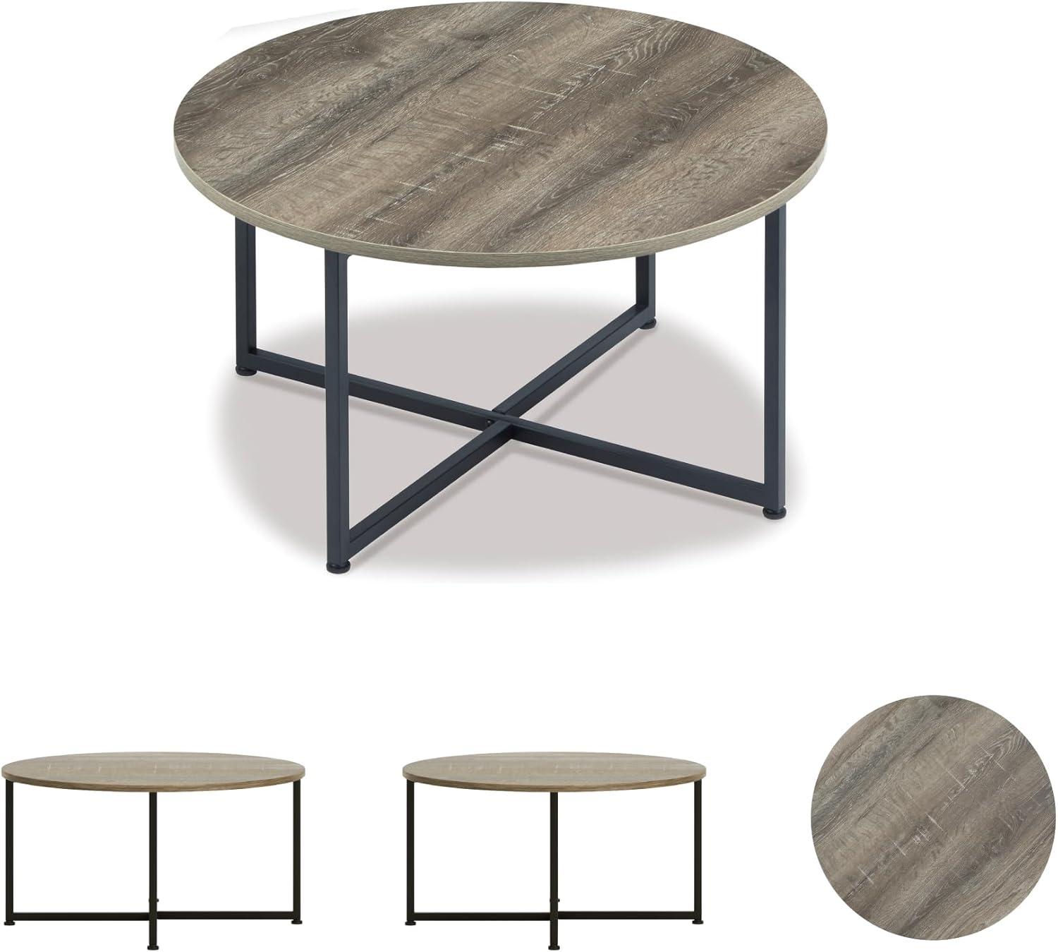 imageSignature Design by Ashley Wadeworth Urban Wood Grain 3Piece Table Set Includes 1 Coffee Table and 2 End Tables Brown ampamp BlackBrown