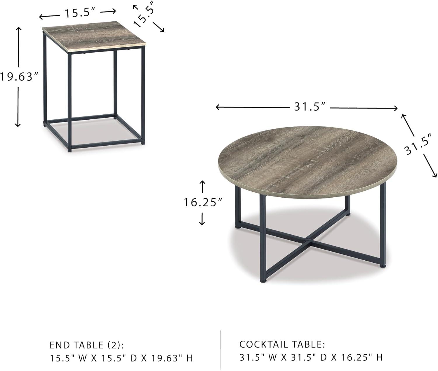 imageSignature Design by Ashley Wadeworth Urban Wood Grain 3Piece Table Set Includes 1 Coffee Table and 2 End Tables Brown ampamp BlackBrown