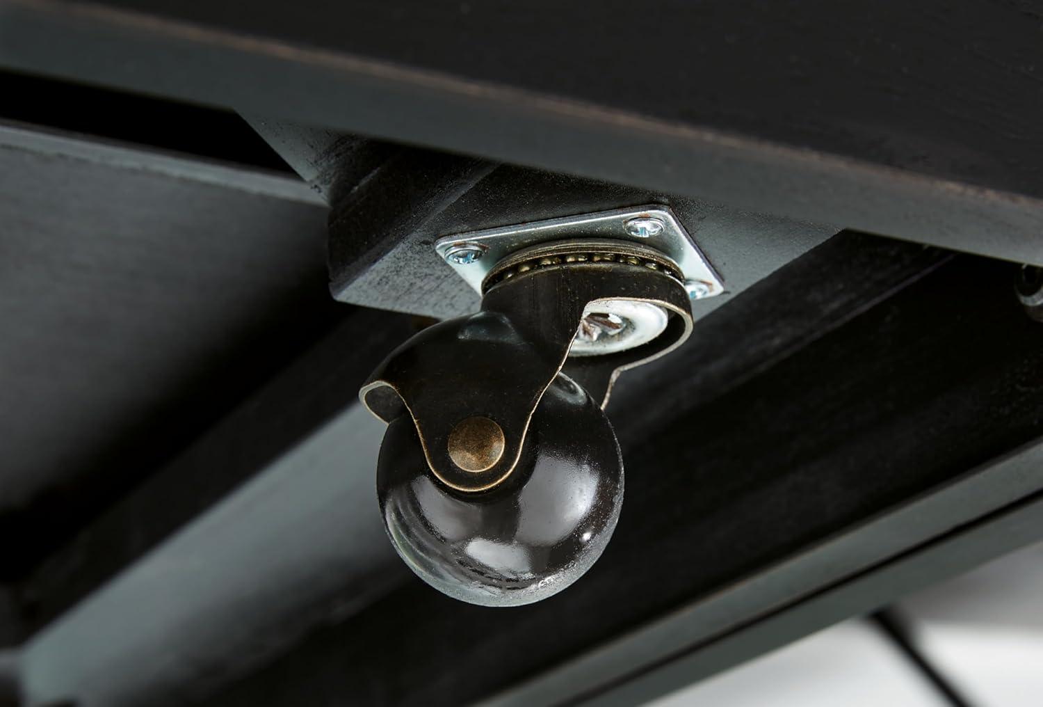 imageSignature Design by Ashley Winbardi Industrial GlassTabletop Coffee Table with Casters and Open Shelf Black