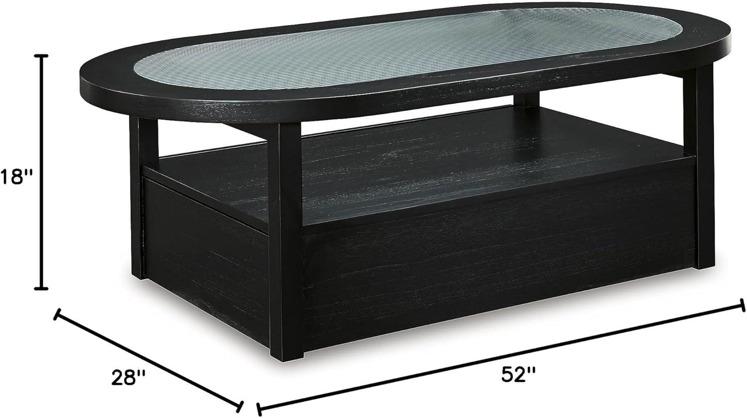 imageSignature Design by Ashley Winbardi Industrial GlassTabletop Coffee Table with Casters and Open Shelf Black